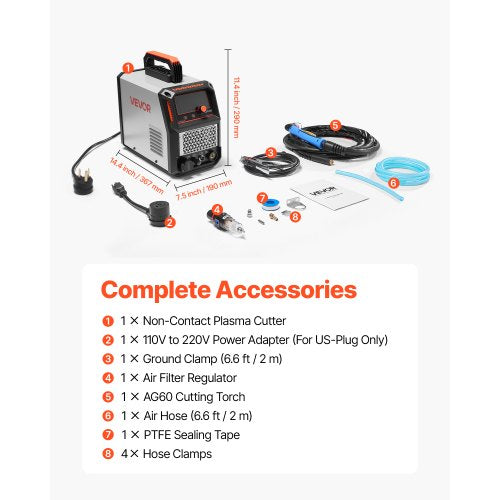 Plasmaskärare, 65A beröringsfri pilotbågsplasmaskärmaskin, 220V digital display IGBT-växelriktare med 2T/4T-funktion och justerbar PA/PT-tid för hemreparationer, verkstäder | EU