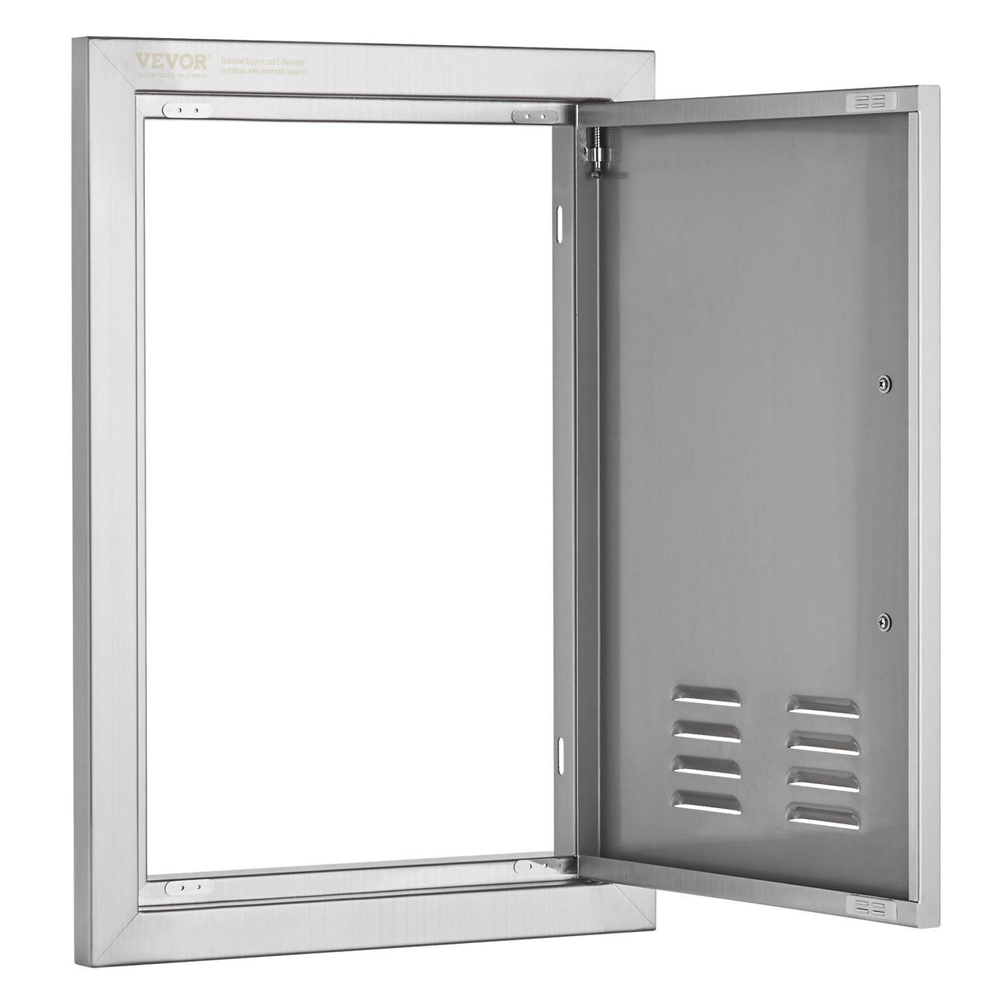 BBQ Access Door, 14W x 20H Inch Single Outdoor Kitchen Door, Stainless Steel Flush Mount Door, Wall Vertical Door with Handle and vents, for BBQ Island, Grilling Station, Outside Cabinet