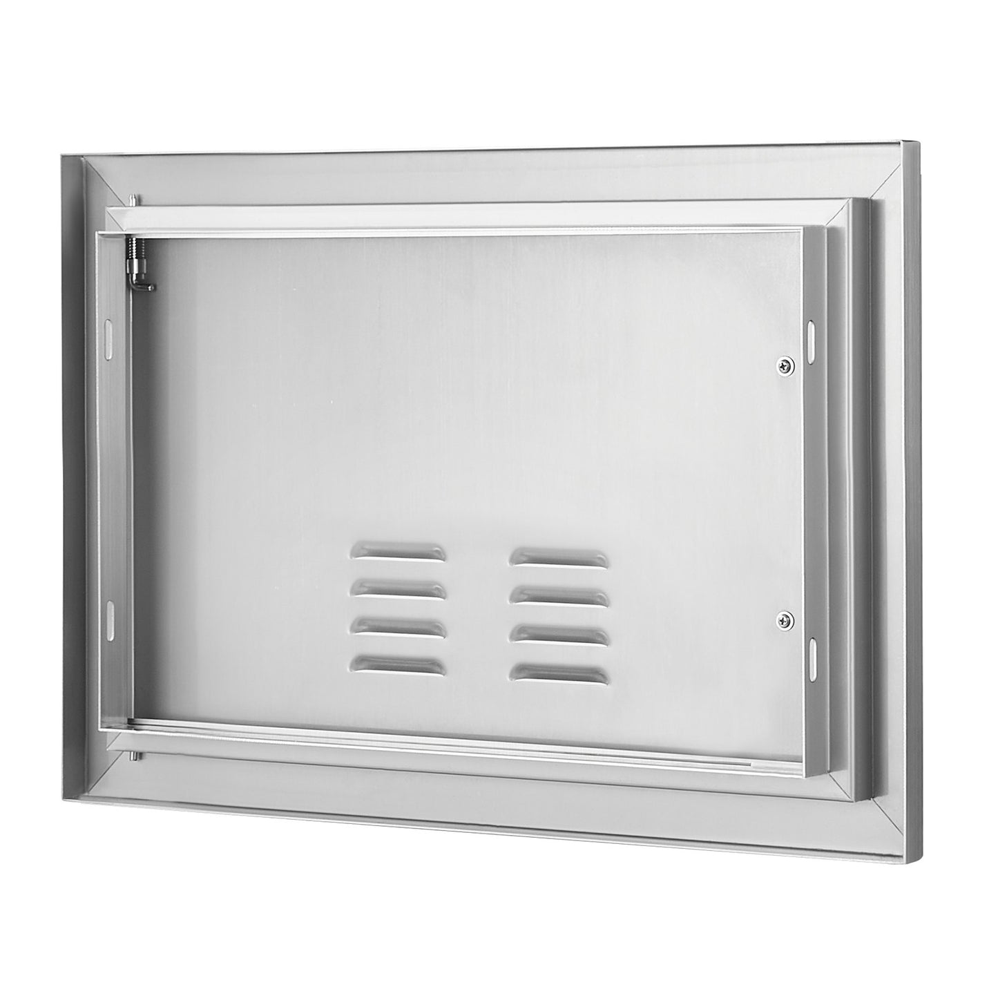BBQ-åtkomstdörr, 508x356 mm enkel utomhusköksdörr, infälld dörr i rostfritt stål, vertikal väggdörr med handtag och ventiler, för BBQ Island, grillstation, ytterskåp