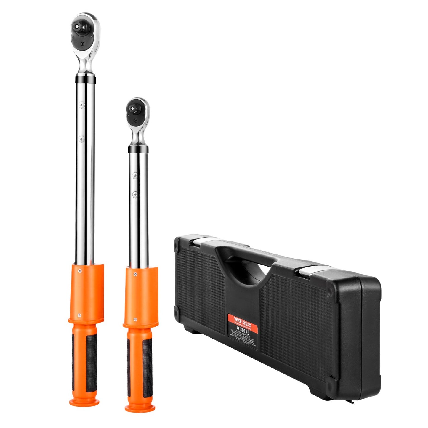 Digital Torque Wrench Set, 2 Pieces, 1/2, 3/8 Inch Drive, 72-Tooth, ±2% High Accuracy Electronic Torque Wrench with Preset Value, Buzzer and LED Notification, for Automotive Motorcycle