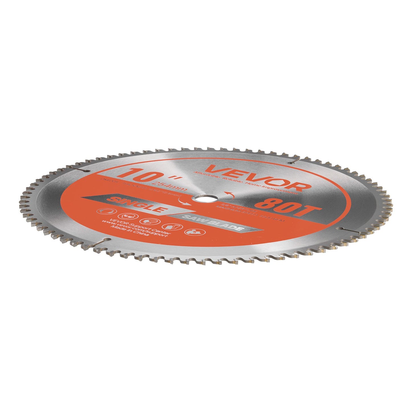 Circular Saw Blade, 10 inch Diameter, 80 Sharp Alloy Teeth, 5/8 inch Arbor, Fine Finish, Aluminum Cutting Blade for Circular Saw, with Noise-Reducing Heat Vents, for Cutting Steel and Metal