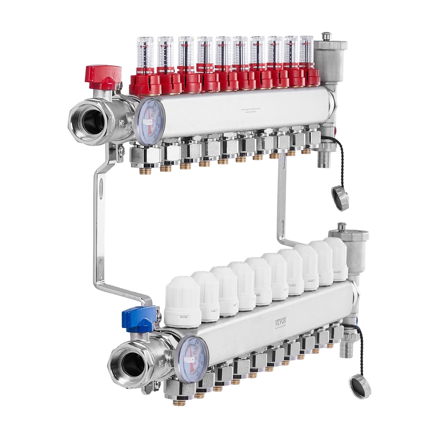 10-branch radiant heating manifold 1/2" PEX pipe floor heating manifold