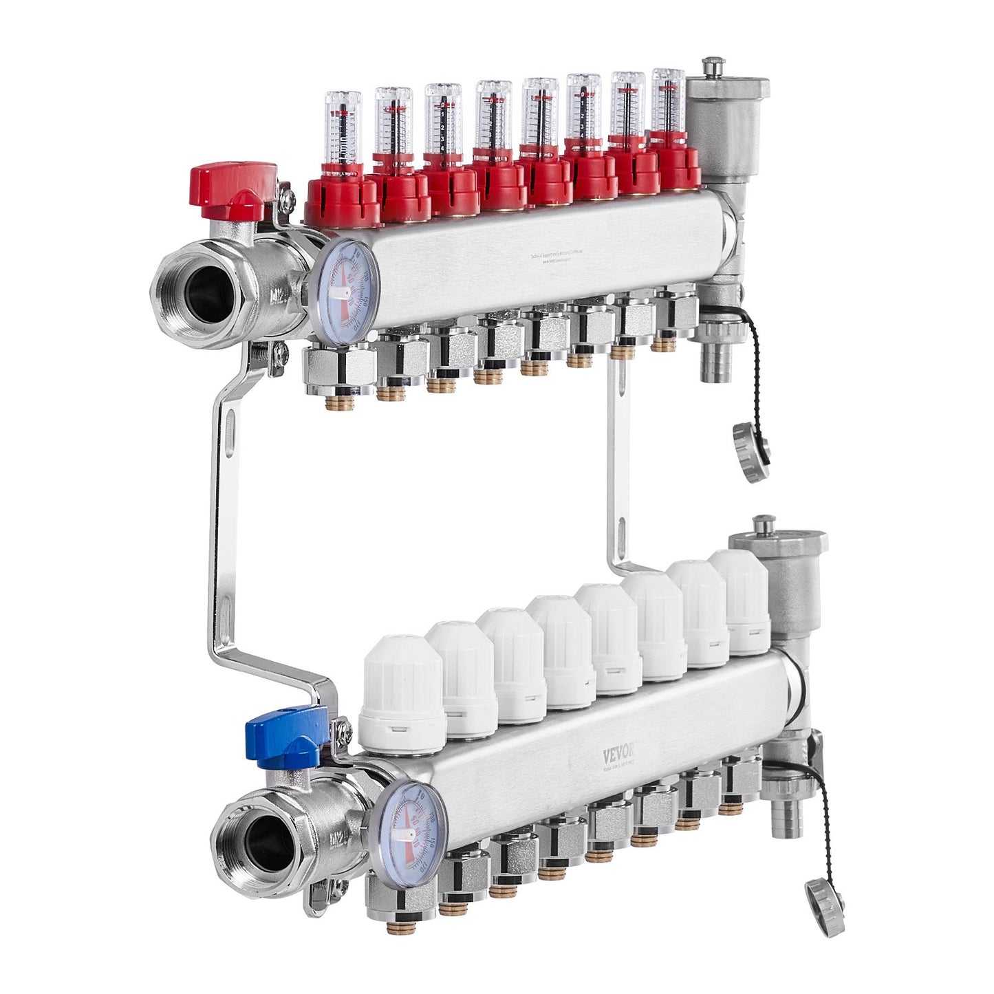 8-branch radiant heating manifold 1/2" PEX pipe floor heating manifold