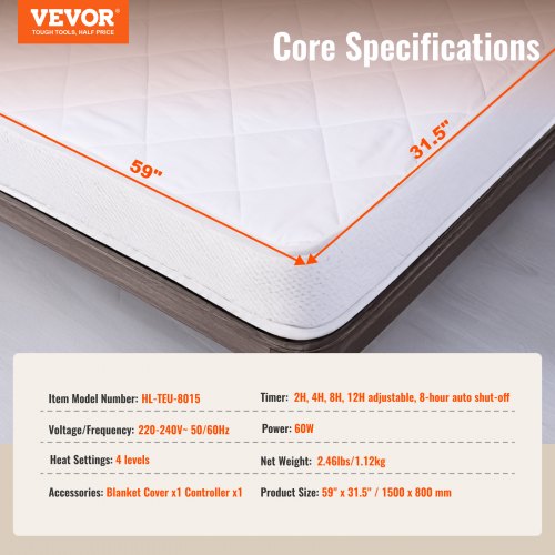 Heated Mattress Pad 150 x 80 cm Electric Bed Heater with Timer Auto Off | EU