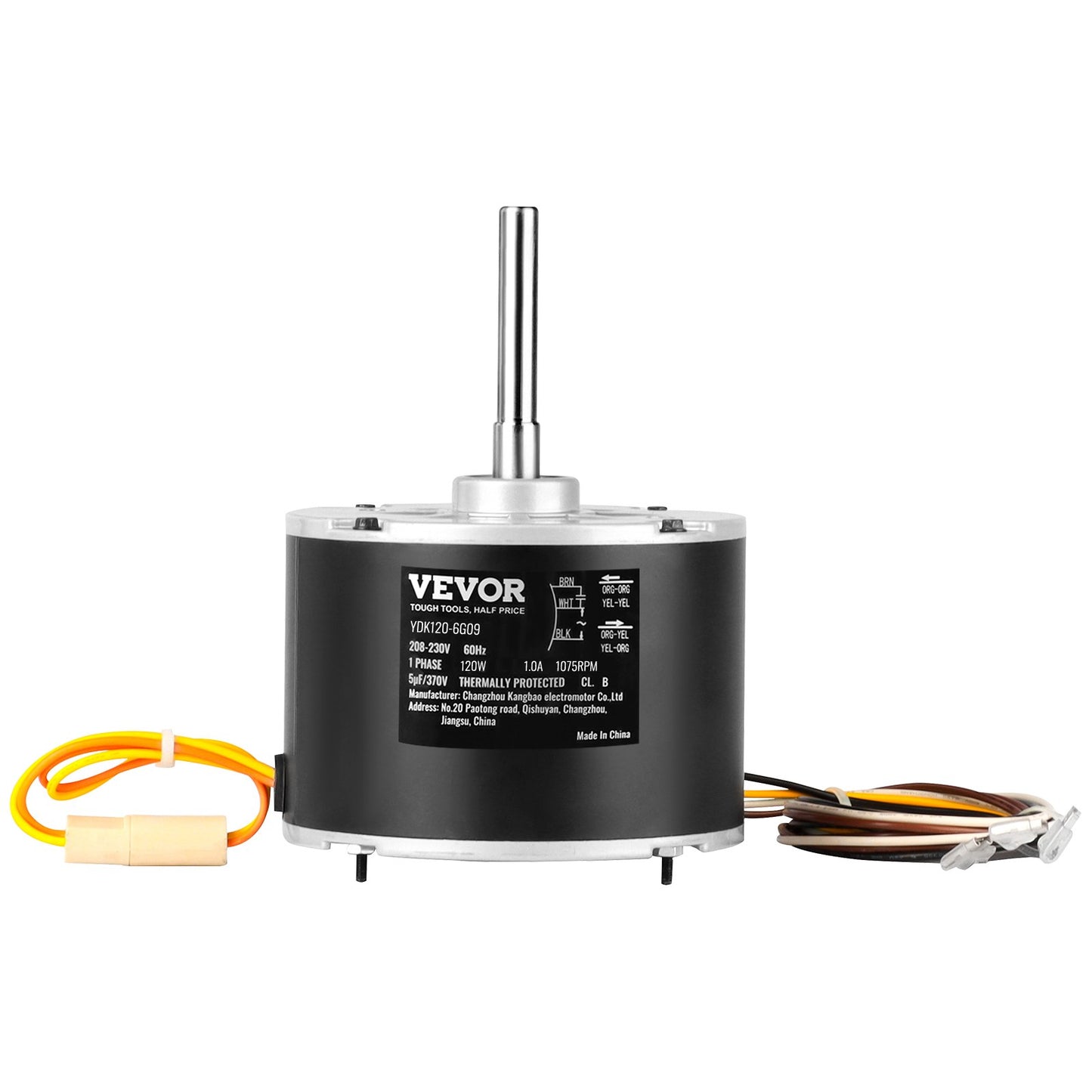 Condenser Fan Motor OGD1016, 1/6 HP 208-230V Condenser Fan Motor 1075RPM, OEM Standard Upgraded Replacement Condenser Motor Reversible Rotating, Explosion-proof CBB65 5μF/370V Capacitor