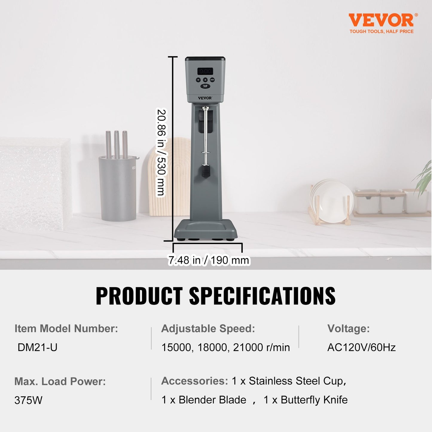 Milkshake Maker, 375W Electric Milkshake Machine, Single Head Drink Mixer Blender Machine, LED Intelligent Microswitch, 3-Speed Milkshake Mixer with 820 ml Stainless Steel Cup