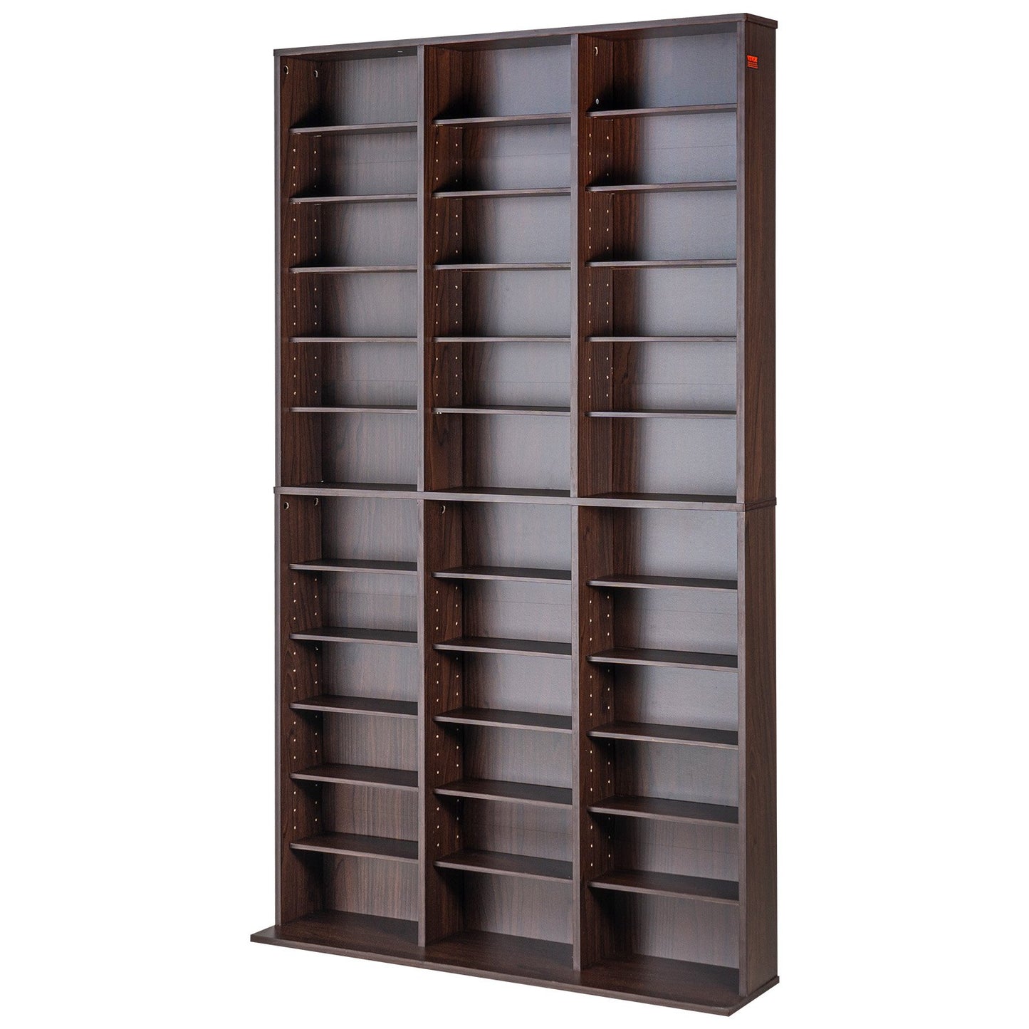 Media Storage Cabinet 12 Layers Adjustable DVD Shelves 1080 CDs Espresso