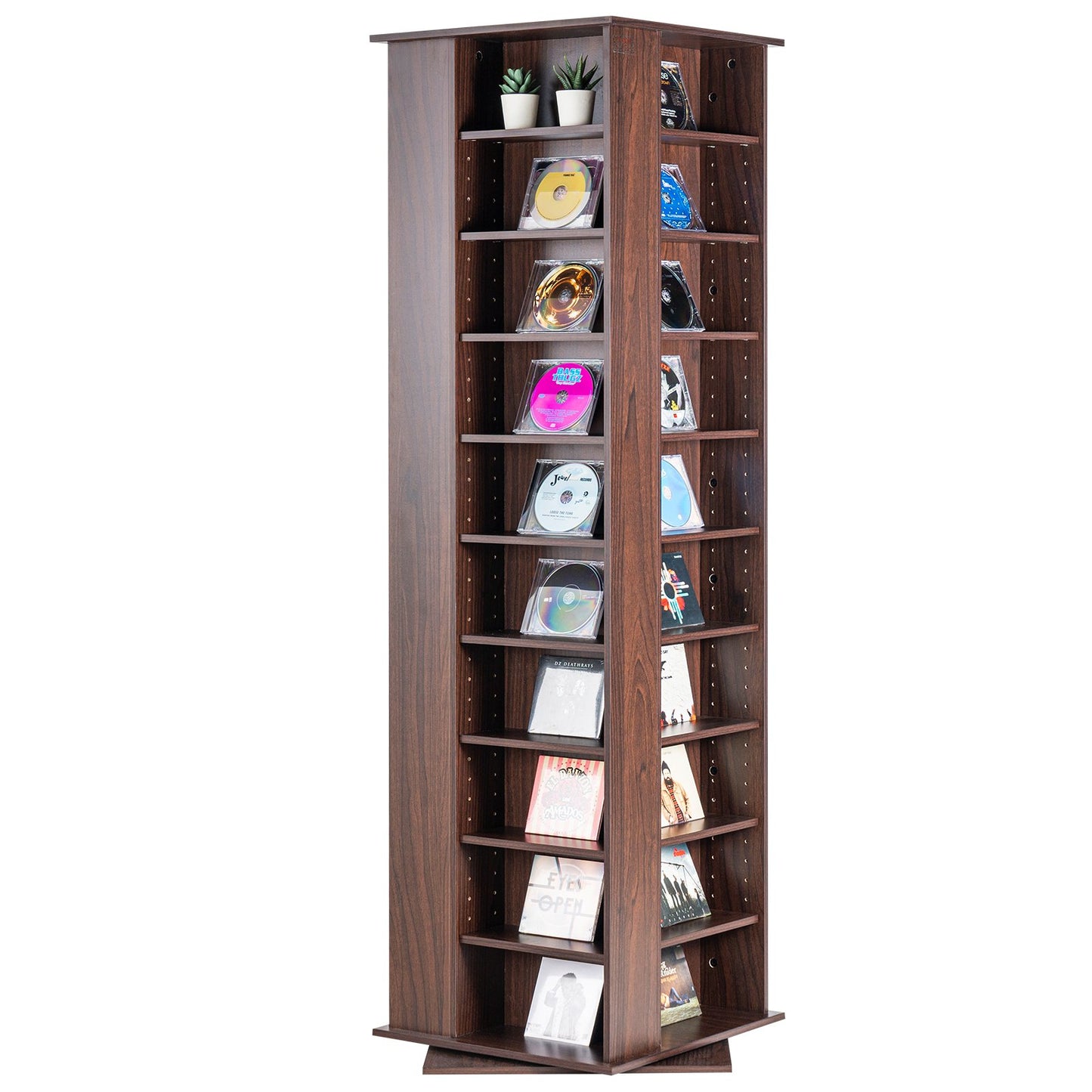 Media Storage Cabinet, Rotating Media Tower, Holds up to 1040 CDs, Protects & Organizes Music, Movie, Video Games or Memorabilia Collections- Espresso