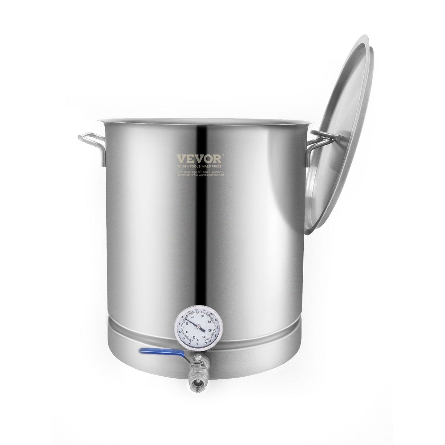 Stainless Steel Kettle, 16 GALLON Brewing Pot, Tri Ply Bottom for Beer, Brew Kettle Pot, Home Brewing Supplies Includes Lid, Handle, Thermometer, Ball Valve Spigot, Filter, Filter Tray