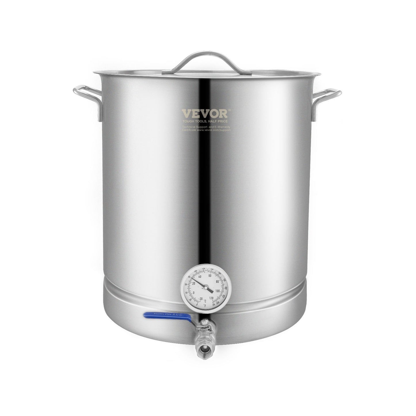 Stainless Steel Kettle, 16 GALLON Brew Pot, Three Layer Bottom for Beer, Brewing Jug, Home Brewing Accessories Includes Lid, Handle, Thermometer, Ball Valve Stopper, Filter, Filter Washer