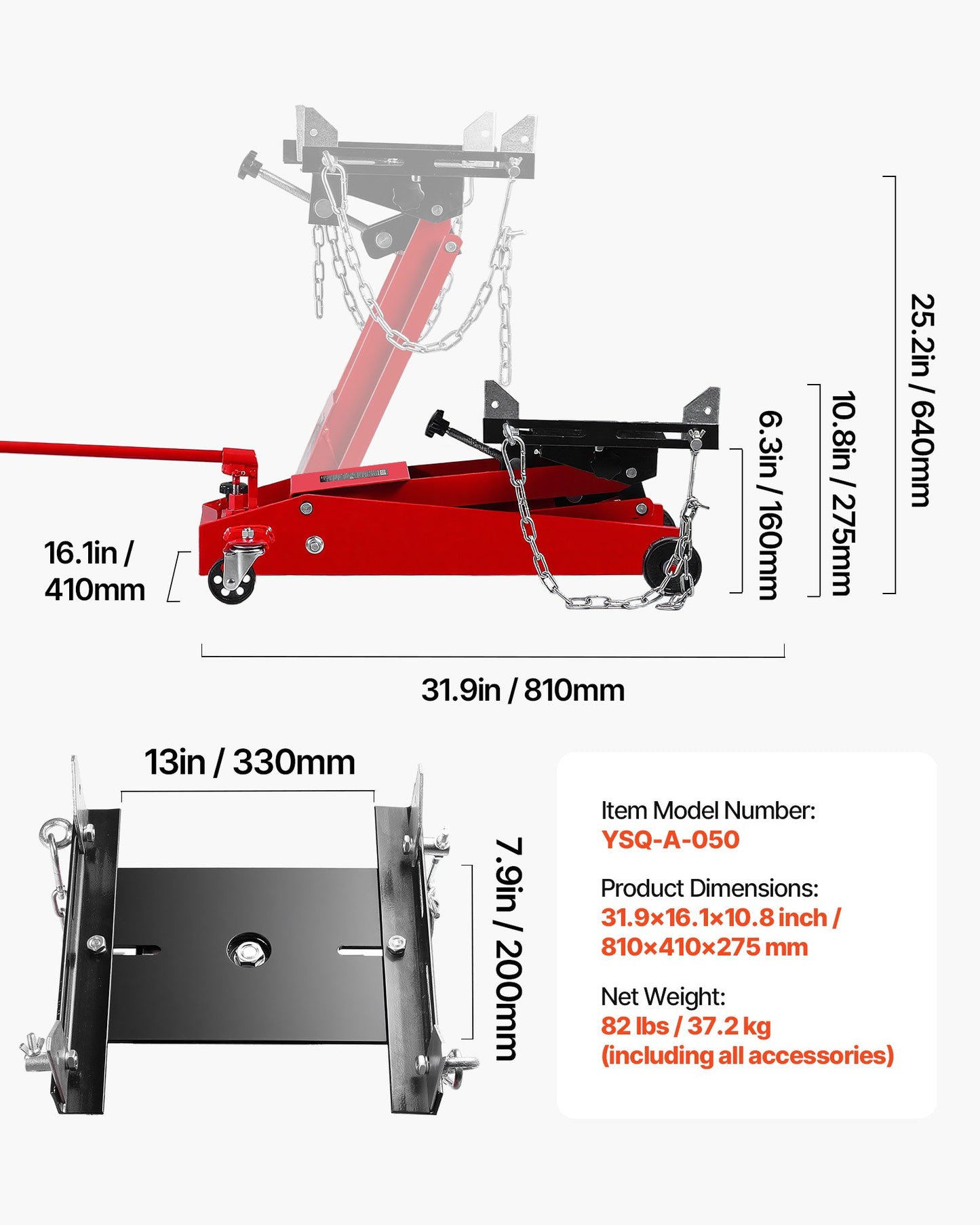 Low Profile Floor Jack, 1000 lbs / 0.45 Ton Lifting Capacity Telescoping Transmission Floor Jack, 6.3-25.2 in Lifting Height, 360° Swivel Front wheels, Heavy-Duty Lift Hoist for Garage/Shop