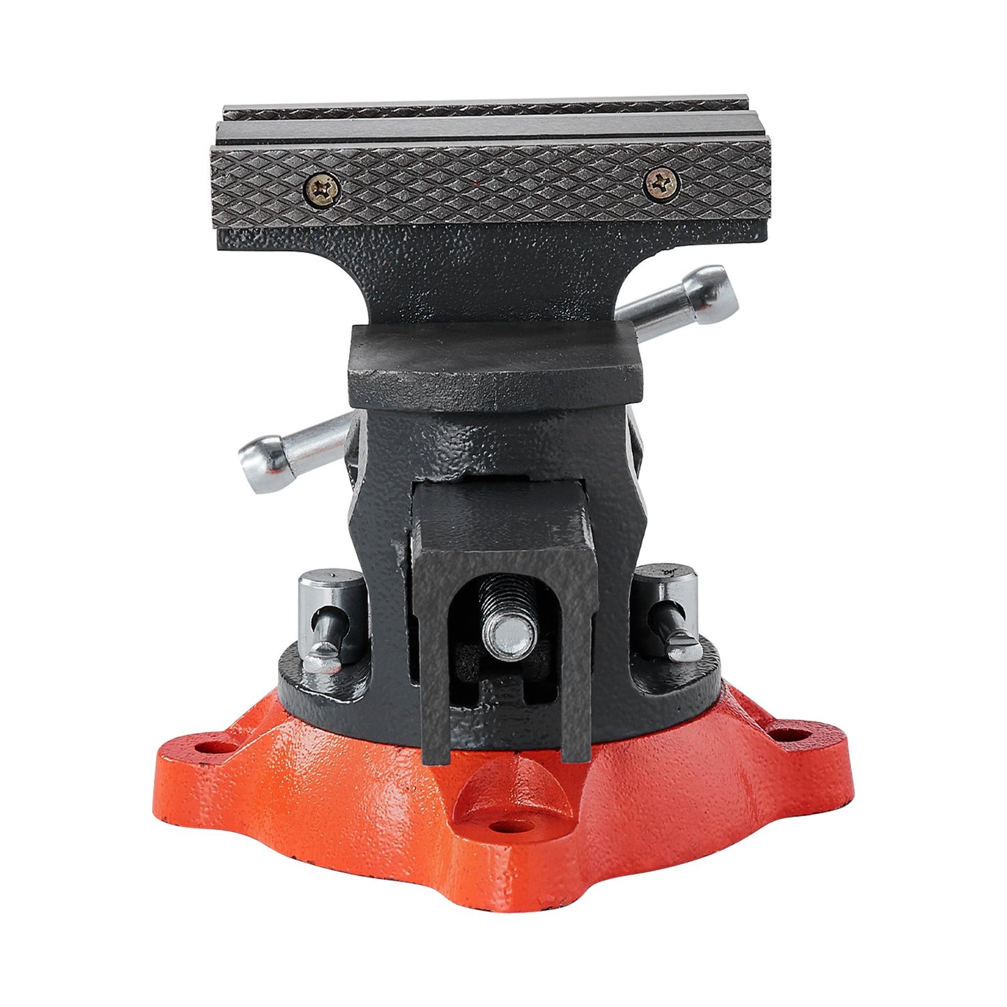 Bench Vise, 5.5" Jaw Width, 5.5" Max Jaw Opening Multipurpose Vise with 360° Swivel Locking Base, 2.8" Throat Depth, Heavy Duty Ductile Iron Workbench Vise, Two-Way Jaws for Clamping Round Pipes