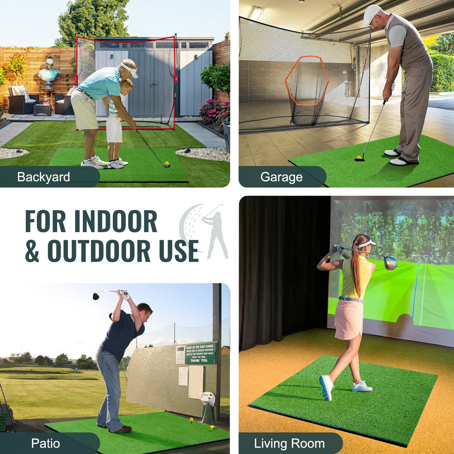 Golf Hitting Mat, 5x4ft Artificial Turf Golf Hitting Mat, Golf Hitting Training Aids with 10 Golf Balls, 9 Golf Tees, Golf Practice Hitting Mat for Backyard Driving Indoor Outdoor Training