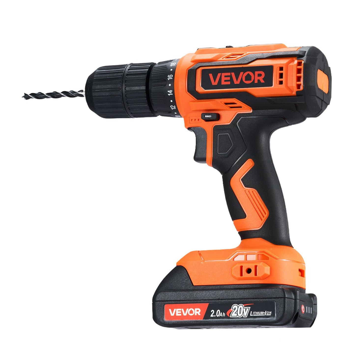 Cordless Drill Driver, 1/2 inch Metal Chuck, Dual-Speed Variable, Drill Driver Kit with Lithium Battery and Charger, Belt Clip, for Wood and Metal Drilling, Screw Tightening or Loosening