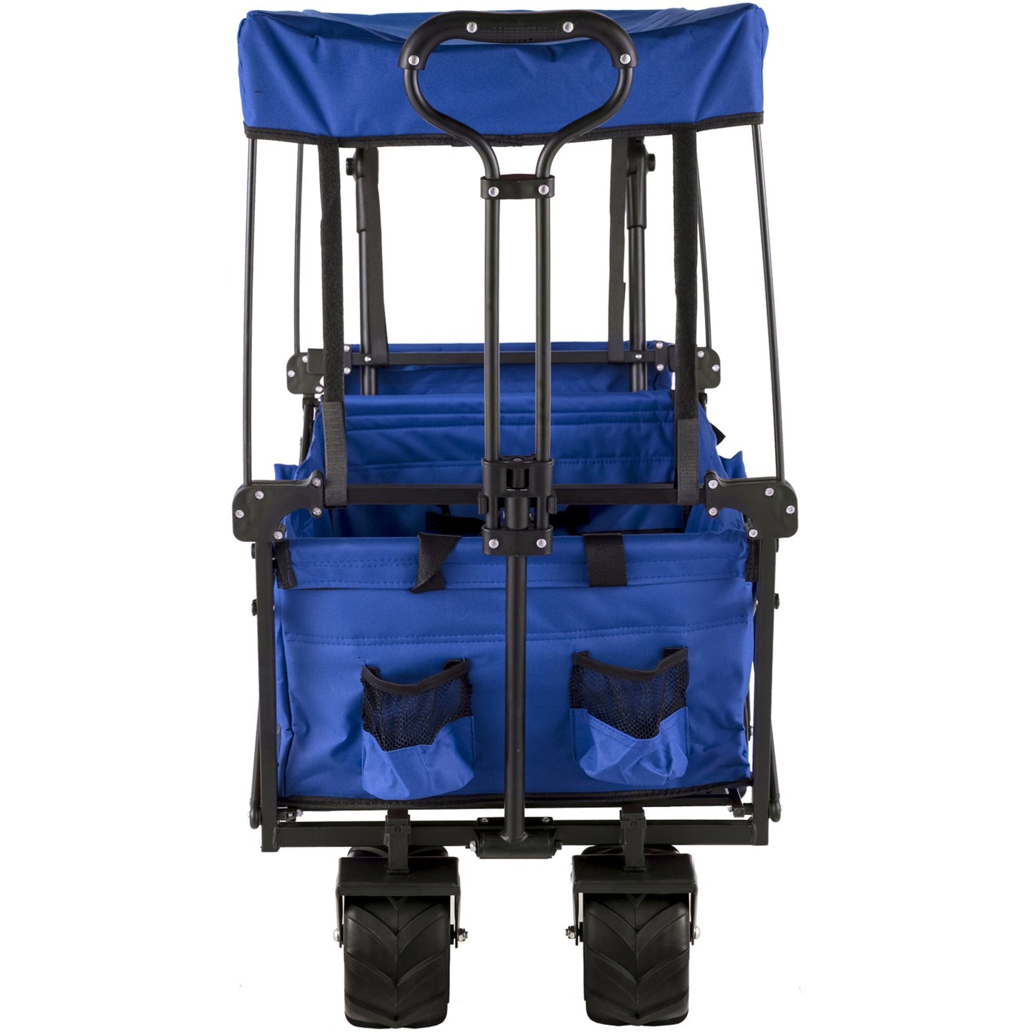 Faltbarer Trolley, Faltbarer Trolley mit Abnehmbarem Baldachin 600D Oxford-Gewebe, Faltbarer Trolley Übergroße Räder Tragbare Falttrolleys Verstellbare Griffe, für Strand, Garten, Sport, Blau