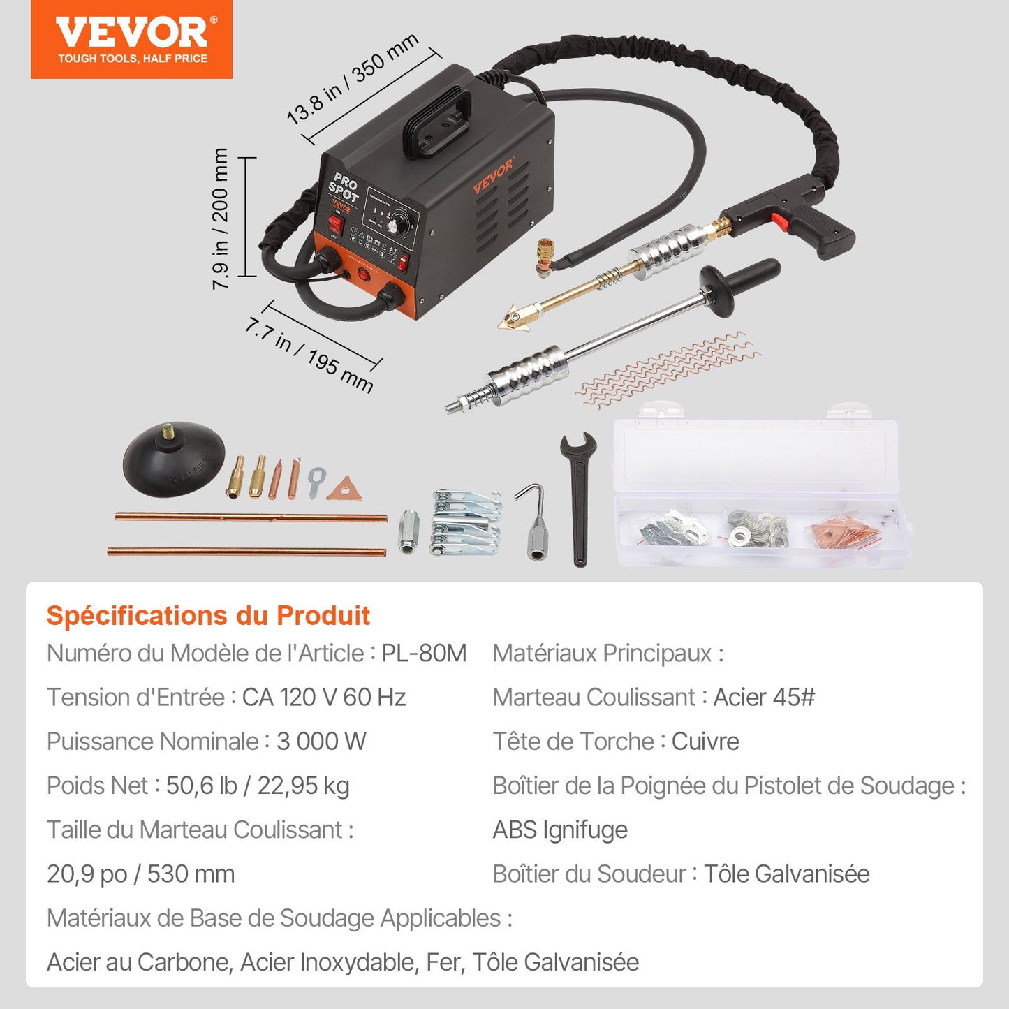 Stud Welder Dent Repair Kit, 3KW Spot Welder Dent Puller with 6 Welding Modes, Auto Body Spot Welding Dent Puller Machine & 16 Types of Welding Accessories for Car, Truck, Motorcycle Dent Repair