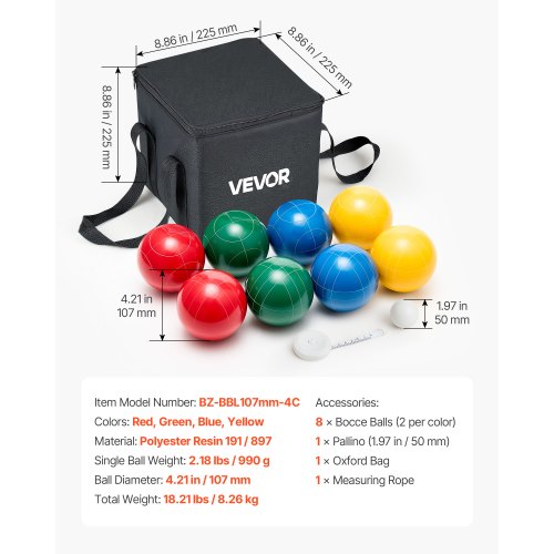 Boccia Kugel Set Boccia Kugel Spielset 107 mm 8 Harzkugeln 4 Farben für den Strand | EU