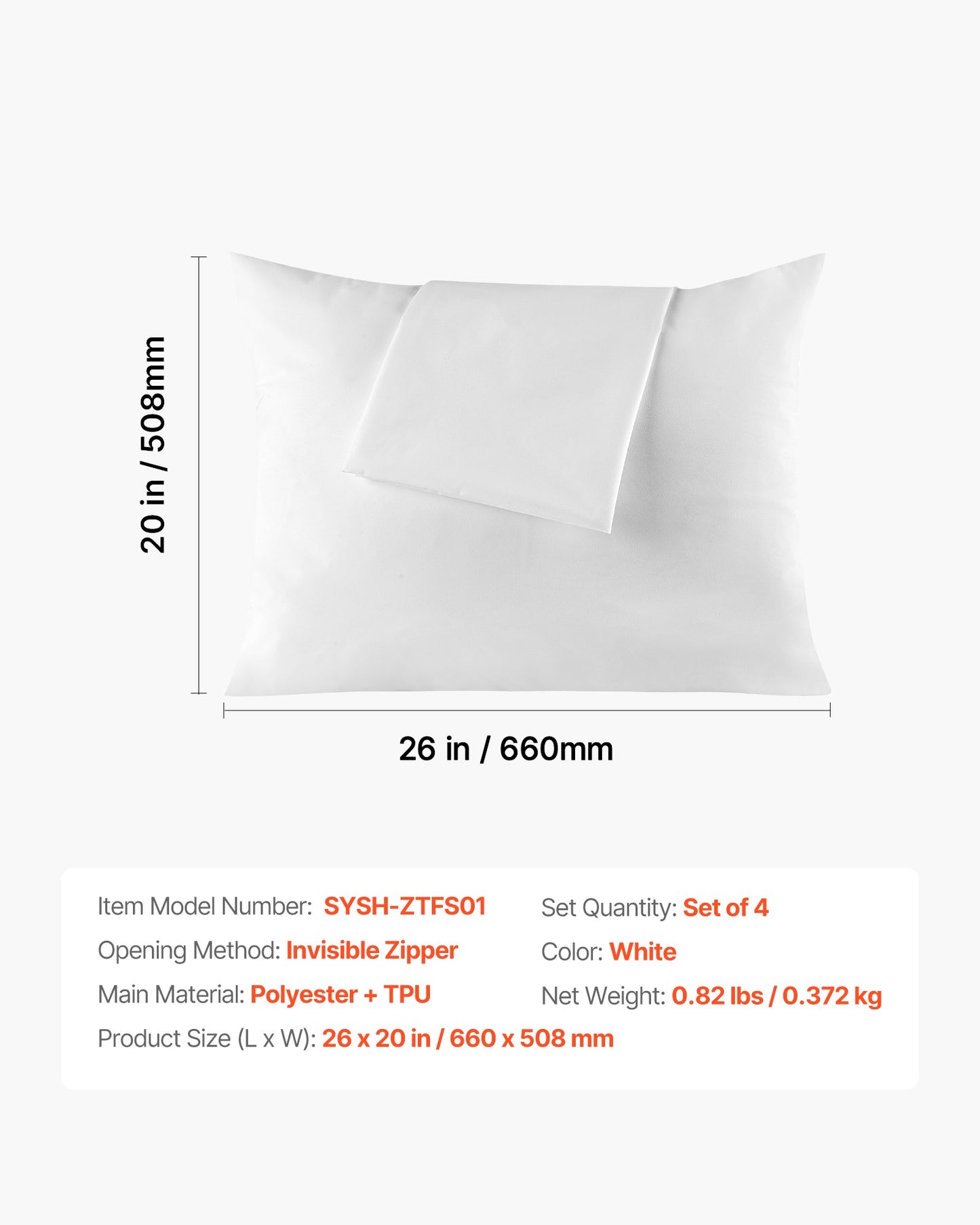 Pillow Protectors, 4 Pack Waterproof Pillow Protectors with Hidden Zipper, Breathable Standard Size Pillows Protector, Stain & Dust Sweat Proof, Washable Covers for Increased Pillows Lifespan