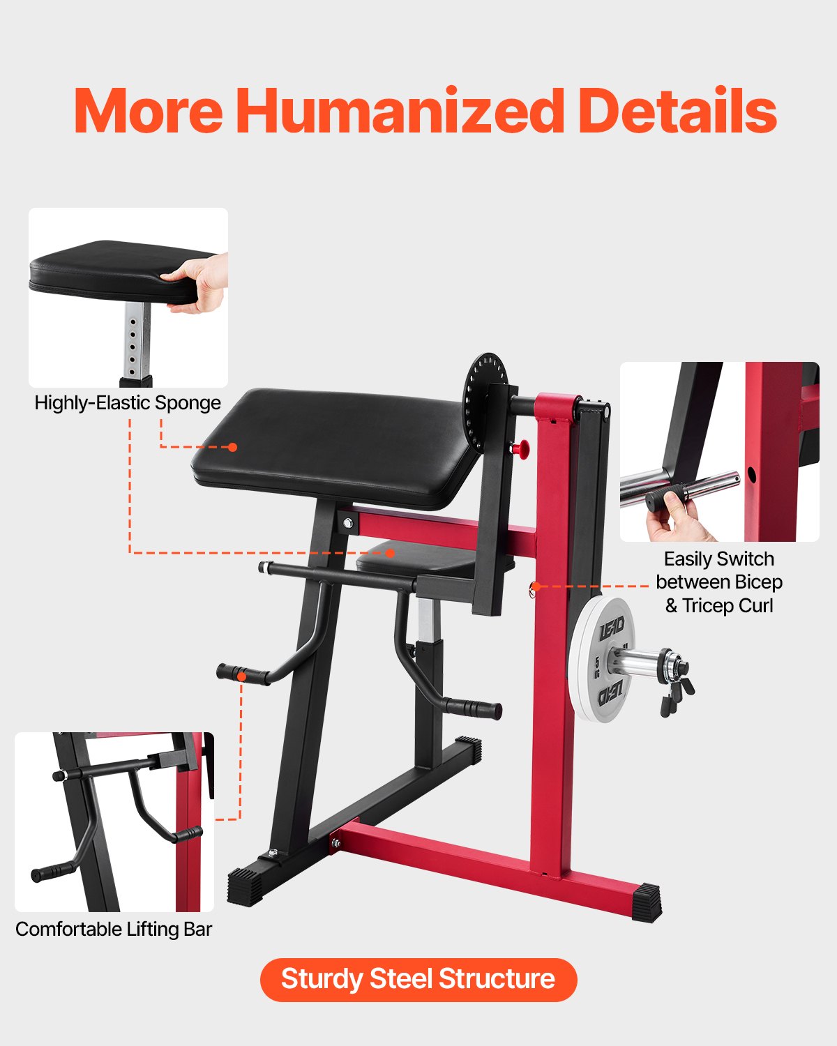 Preacher Curl Machine, 2 in 1 Bicep Curl Machine and Triceps Extension Machine, Seated Arm Isolated Bicep Station, Strength Training Workout Weight Bench, Exercise Equipment for Home Gym