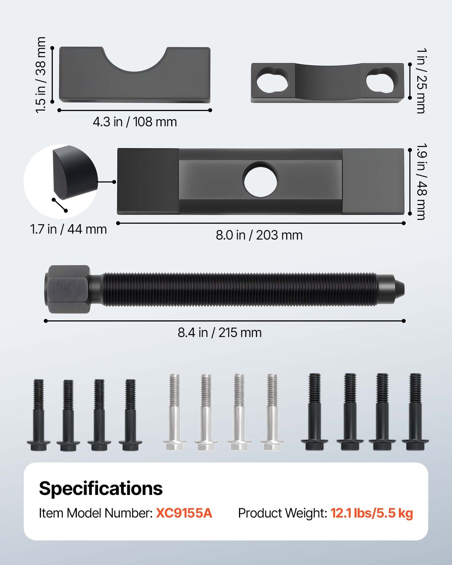 Yoke Puller, Made for Class 6-8 Transportation Trucks and Equipment, Heavy Duty Yoke Removal Tool Kit, Automotive Yoke Puller Kit Compatible with Kenworth, Peterbilt, Freightliner, Mack, Volvo