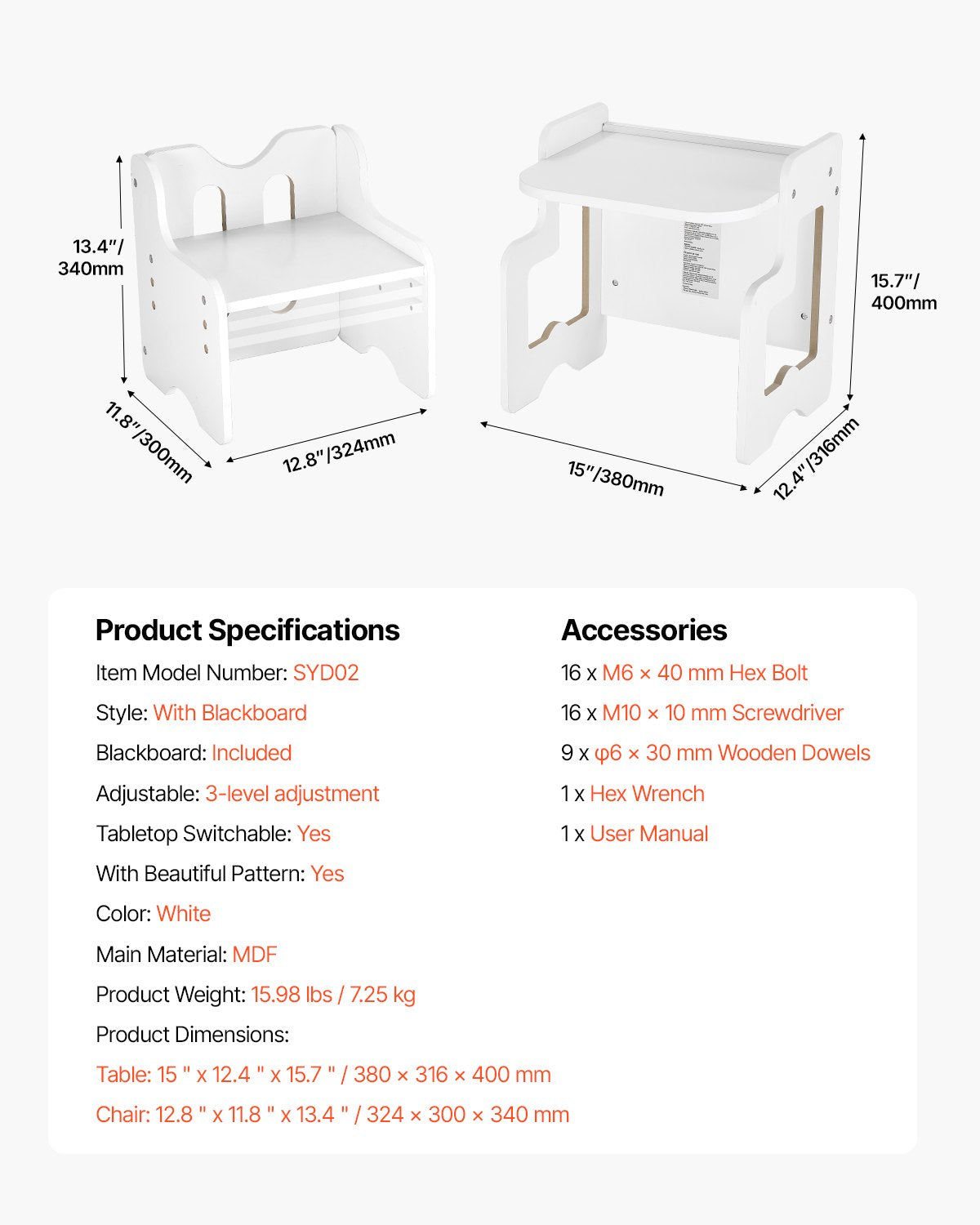Montessori Weaning Table and Chair Set, 3 In 1 Wooden Toddler Table and Chairs with Chalkboard, Adjustable Height Montessori Table for Ages 1-5, Ideal for Drawing, Reading, Eating - White