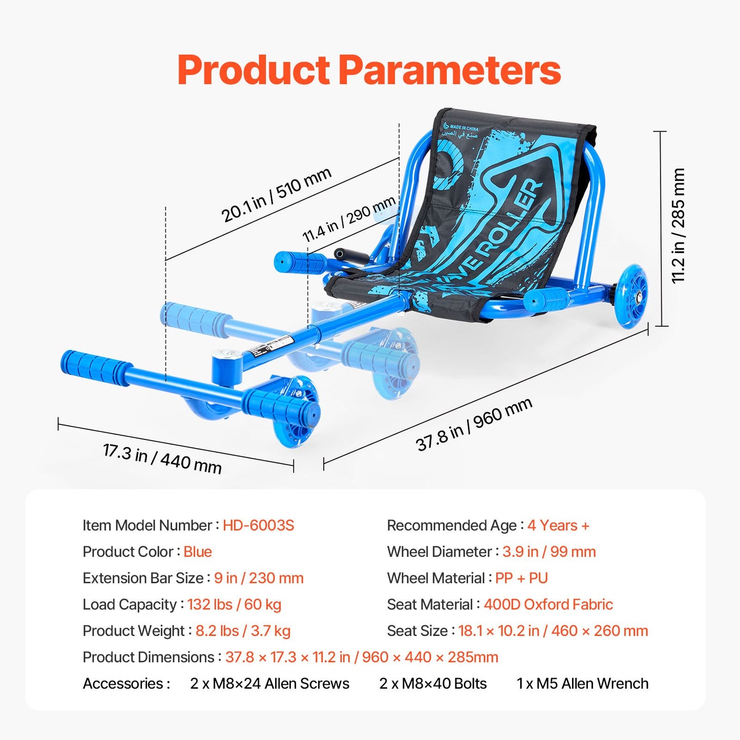 Ride on Scooter, Load Capacity of 132 lbs, Swing Side-to-Side for Amazing Ride Powered by Zig-Zag Motion, Ride on Drifting Toy for Ages 4+, Rides on Any Hard Surface for Indoor & Outdoor, Blue