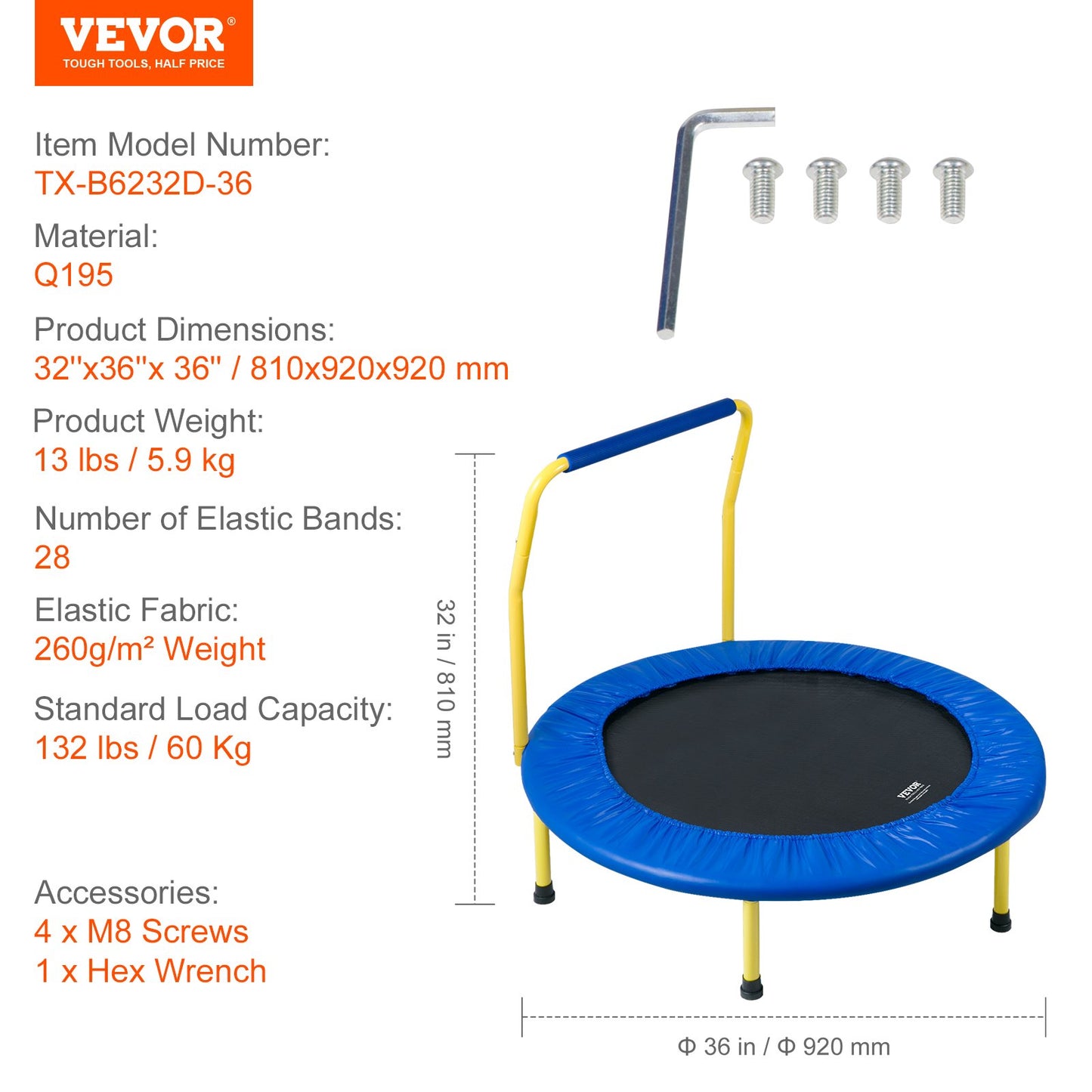 3FT Trampoline for Kids Indoor/Outdoor Foldable Baby Toddlers Trampoline