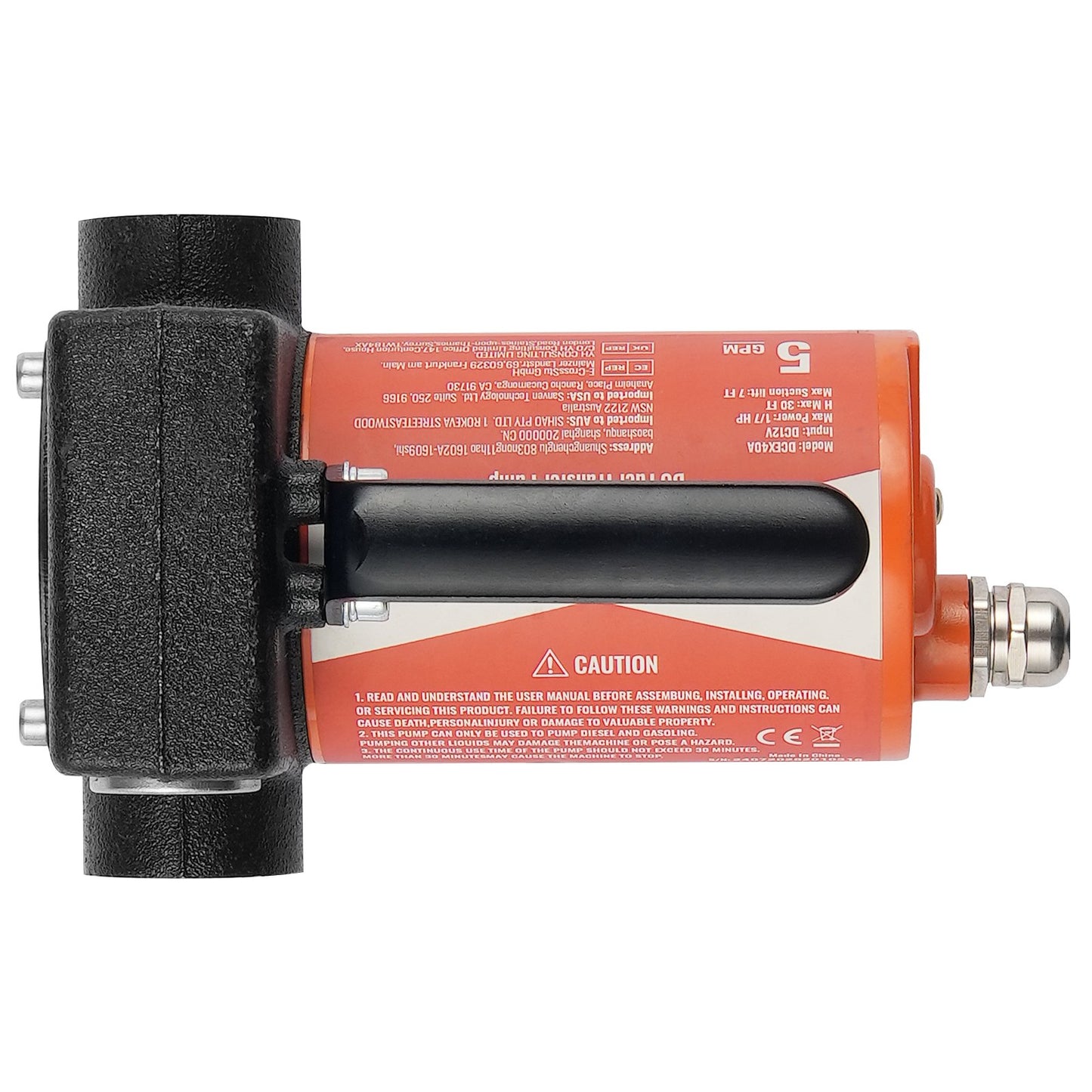 Fuel Transfer Pump, 12V DC 5.3 GPM 1/10 HP, Portable Electric Diesel Transfer Pump with Auto Shut-Off Fuel Nozzle, Long Inlet & Outlet Hose for Gasoline, Diesel, Kerosene, Methanol Blends