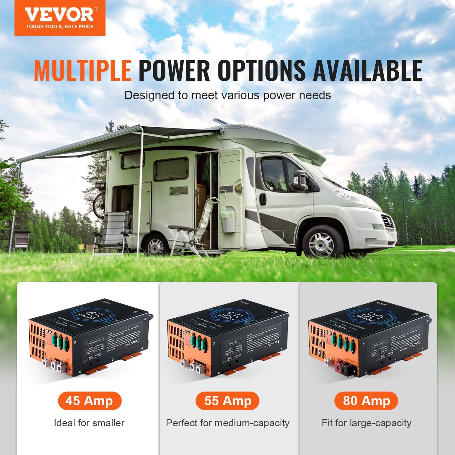 RV Converter 45 Amp 110V AC to 12V DC RV Power Converter Battery Charger