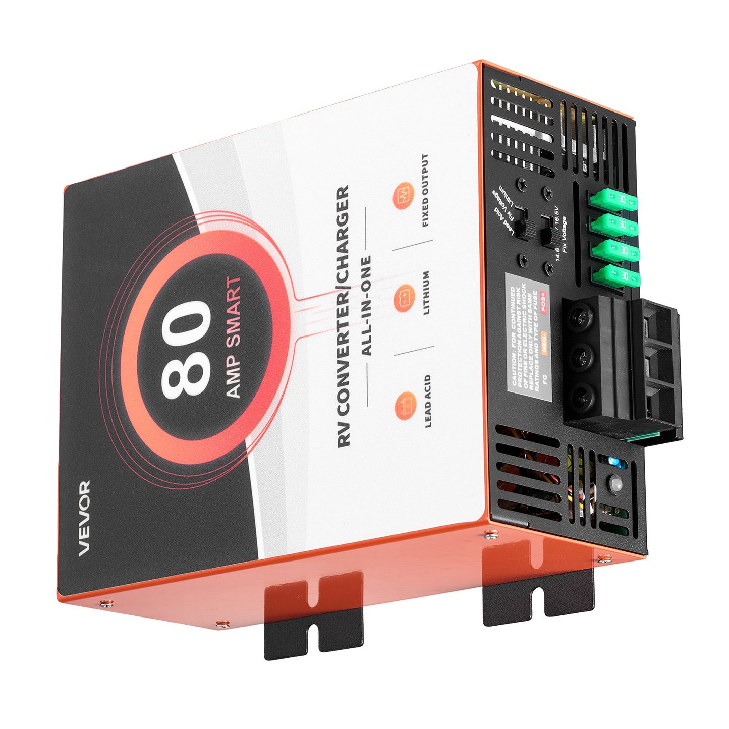 RV Power Converter, 80 Amp, 110V AC to 12V DC RV Converter Battery Charger, Multi Stage Smart Charging, 13V to 16.5V Operating Range, Compatible with Lithium & Lead Acid Battery, for Camper