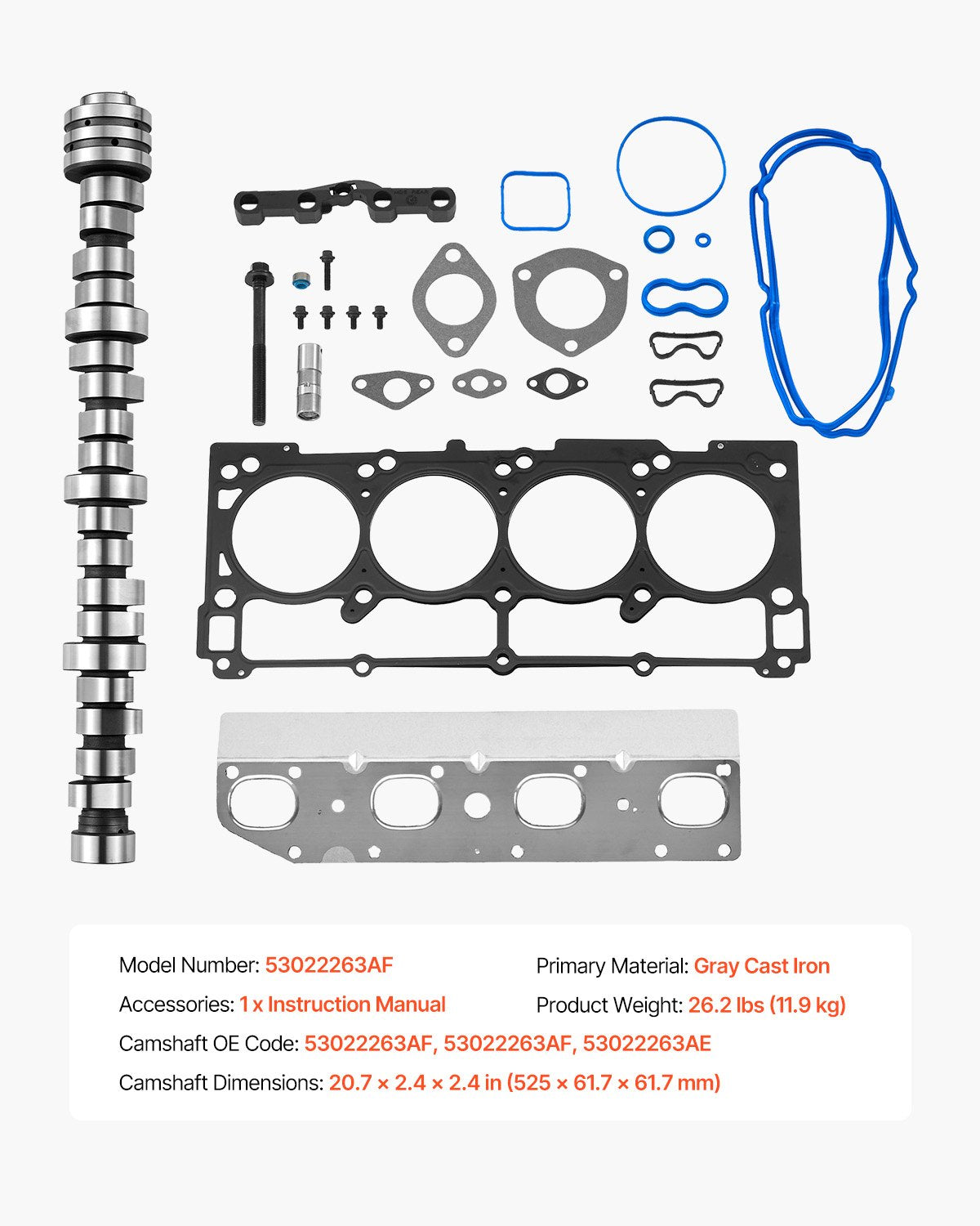 Lifter Camshaft Kit, 18-Piece Set, Fits 2009-2021 Jeep Grand Cherokee, 2009-2021 Dodge Challenger, Fits 1999-2013 4.8L, 5.3L, and 5.7L LS-Based Engines, V8 5.7L