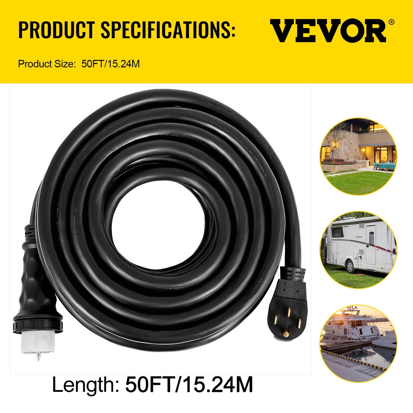 50FT Generator Power Cord 50-Amp 125/250-volt 14-50P to CS6364 Locking Connector