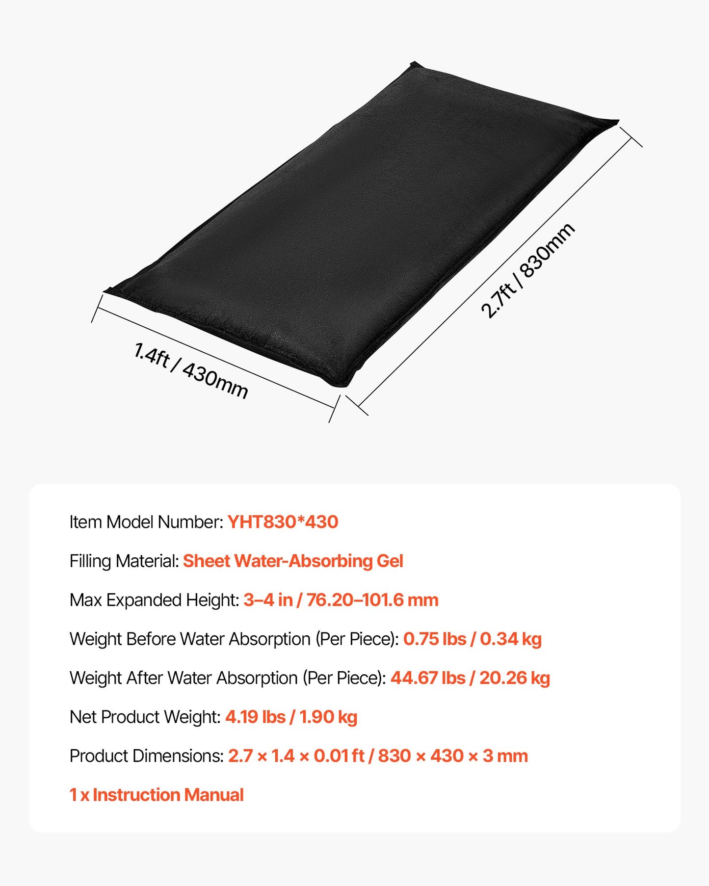 Flood Barrier, 6 Pack, 2.7 x 1.4 ft Flood Bags Activated by Water, Reusable Water Absorbent Barrier, Sandless Sandbags Blockage, Flooding Prevention Bags for Home, Doorways, Basement, Garage