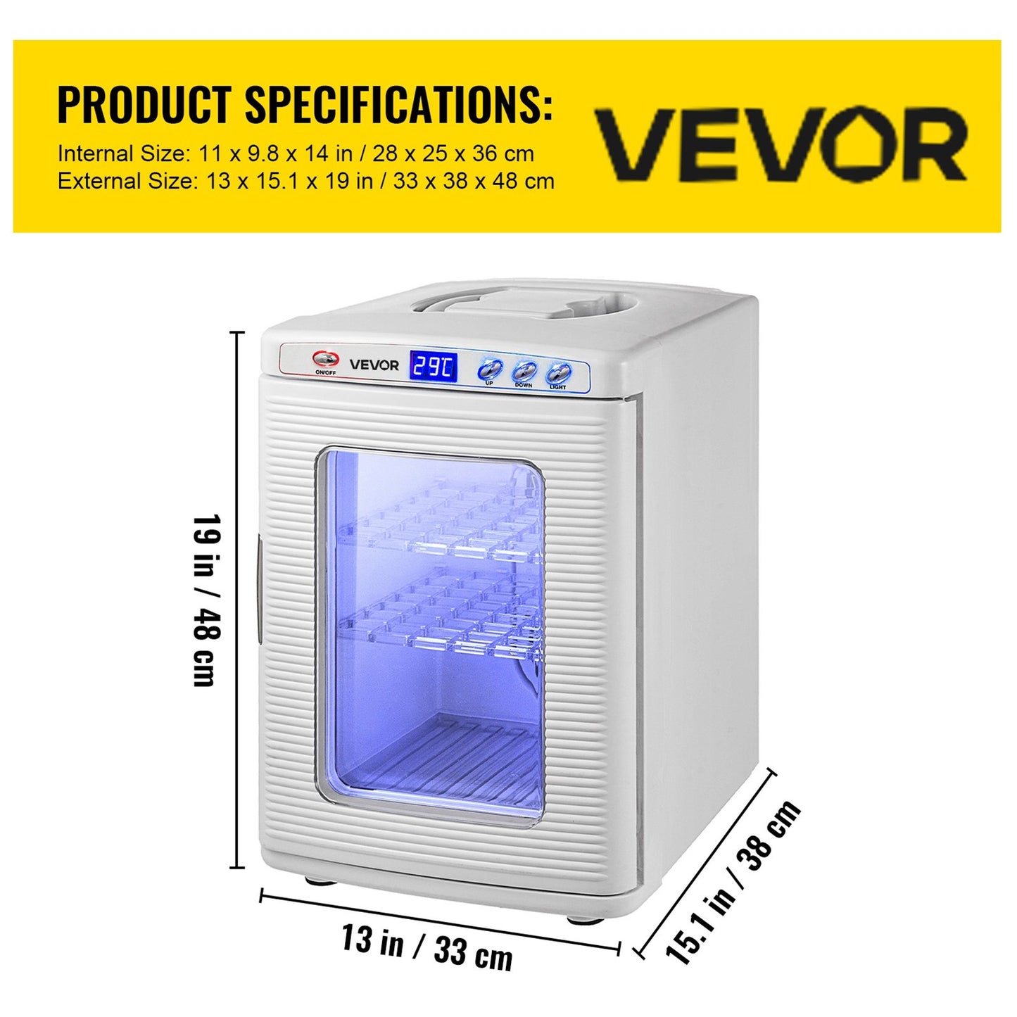 Reptile Incubator, 25L Scientific Lab Incubator, Cooling and Heating 5 °C to 42 °C Automatic Incubator, 12V/110V White Reptile Egg Breeding Hatchery Work for Thermostats Snakes and Turtles
