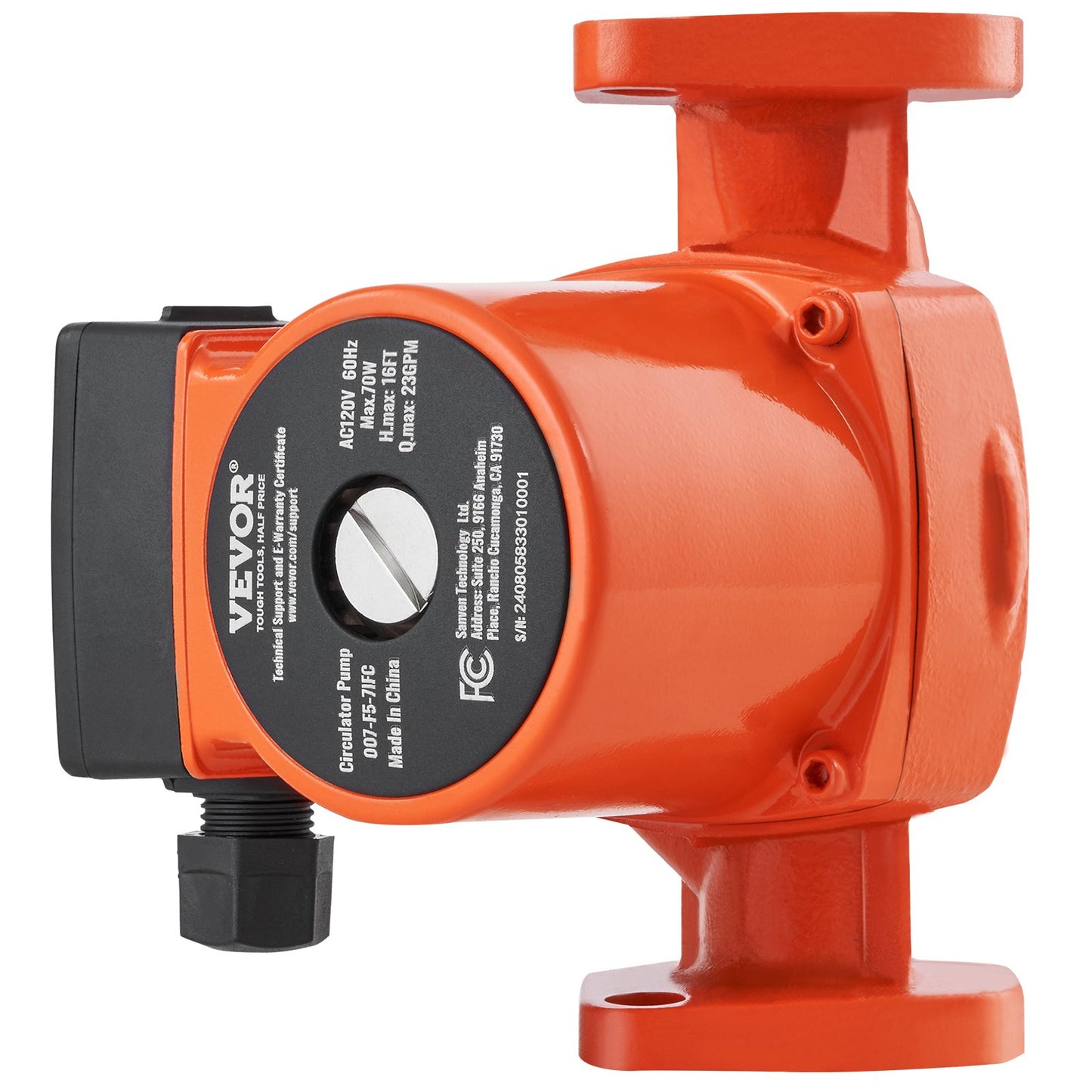 007-F5-7IFC Hot Water Recirculating Pump, 110V, 70W 23 GPM Hot Water Circulation Pump, 1" NPT Flange 3-Speed Circulator Pump, Quiet Operation Circulator Pump for Home Water Heater System