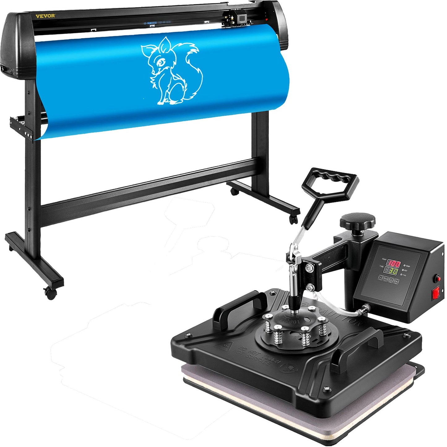 5 In1 Heat Press 12"x15" Vinyl Cutter Plotter 53" Graphics Printer Craft Cutter