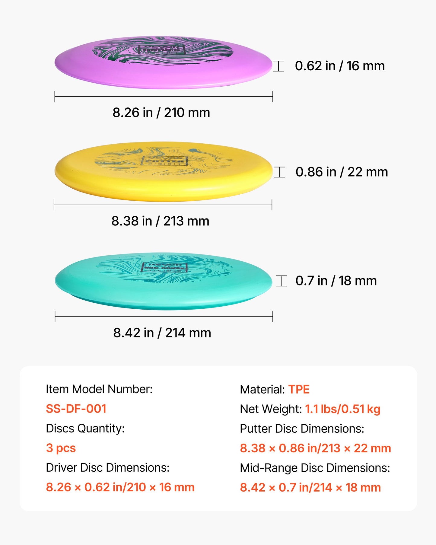 Disc Golf Set, 3 Pack Disc Golf Starter Set, Beginners Flying Discs for Full-Body Strength Training, with Putter, Mid-Range, Driver, PDGA Approved, for Outdoor Backyard, Lawn, Beach, and Park