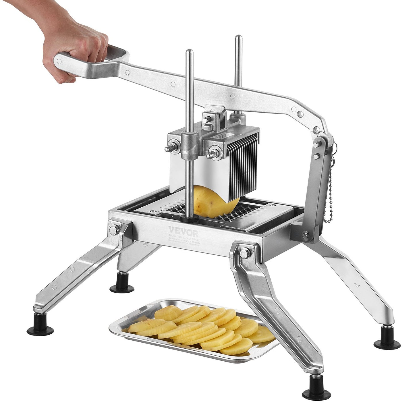 Commercial Vegetable Cutter, 3/8 and 3/16 Inch Tomato Cutter, Stainless Steel and Aluminum Alloy Vegetable Cutter, Manual Tomato Cutter with Non-Slip Feet, for Tomatoes, Onions, Potatoes