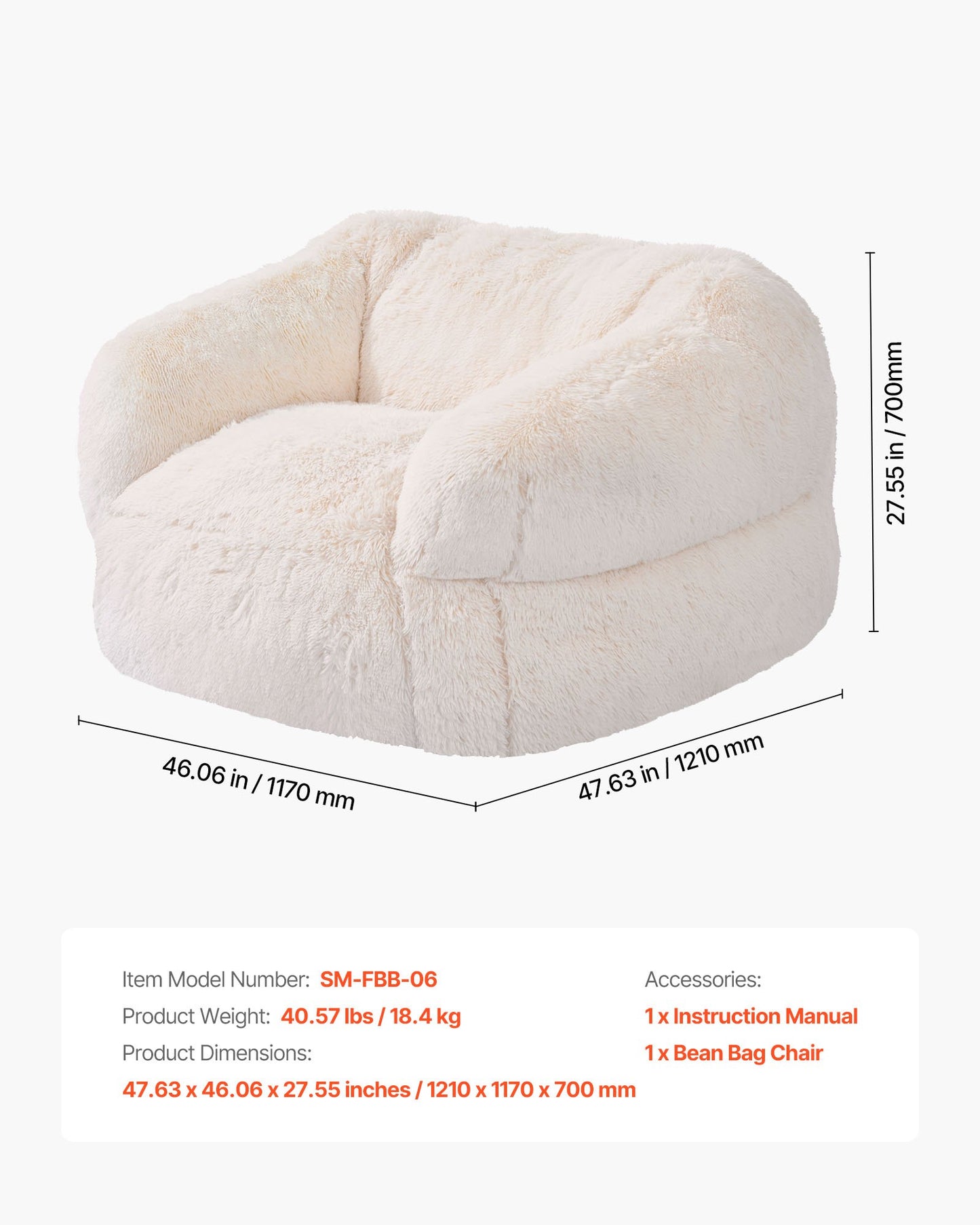 Bean Bag Chair, BeanBag Sofa Chair with Armrests for Adults, Fluffy Plush & High-Density Foam Filling Adult Bean Bag with Zapper, Comfy Lazy Sofa Chair Ideal for Living Room, Bedroom, Beige