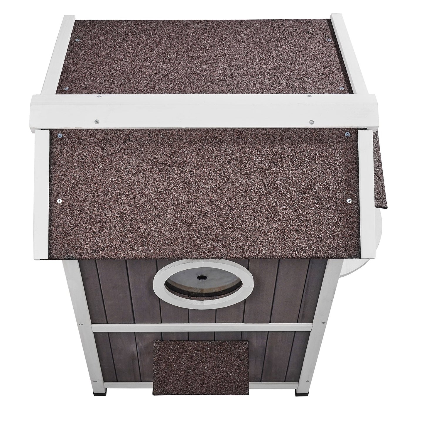 Outdoor Cat House 2-stöckiges Wildkatzenhaus aus Holz mit Dach und Türklappen