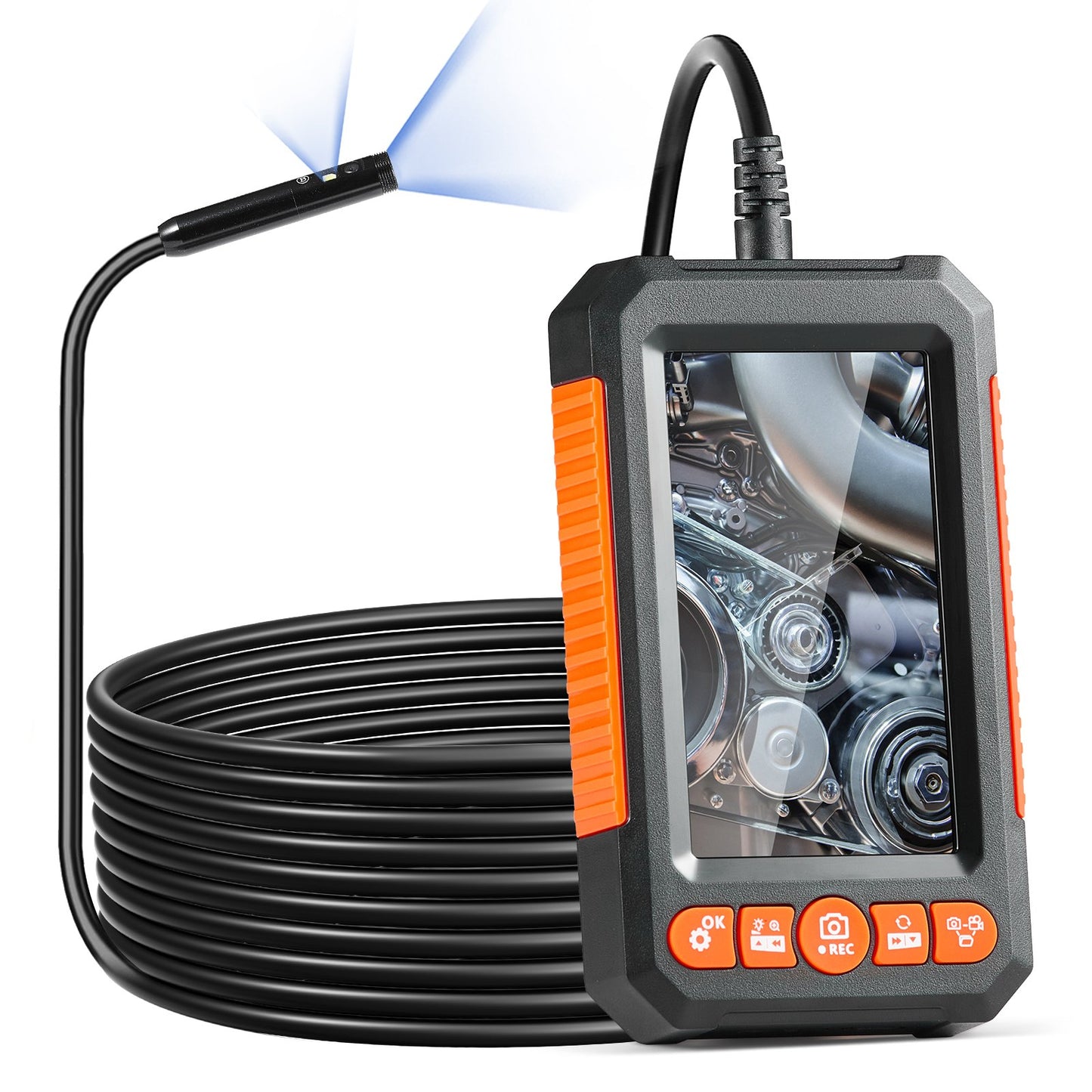 Endoscope Camera with Light Dual Lens Borescope 16.4FT Cable 4.3" Screen