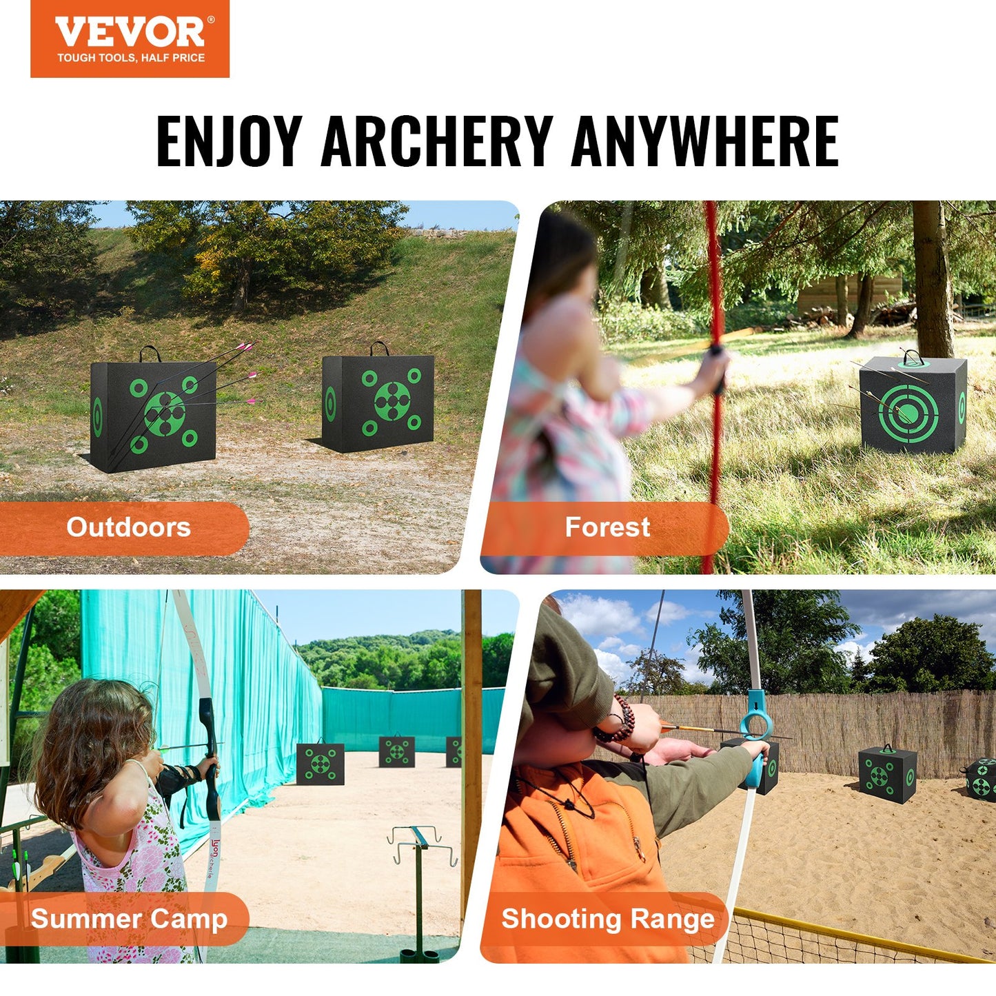 Archery Target, 16"x18" All-side Shotting Archery Arrow Target, Outdoor Portable Archery Target with Carry Handle, Easy Arrow Removal, Great Visibility, Lightweight, Easy to Transport, Black