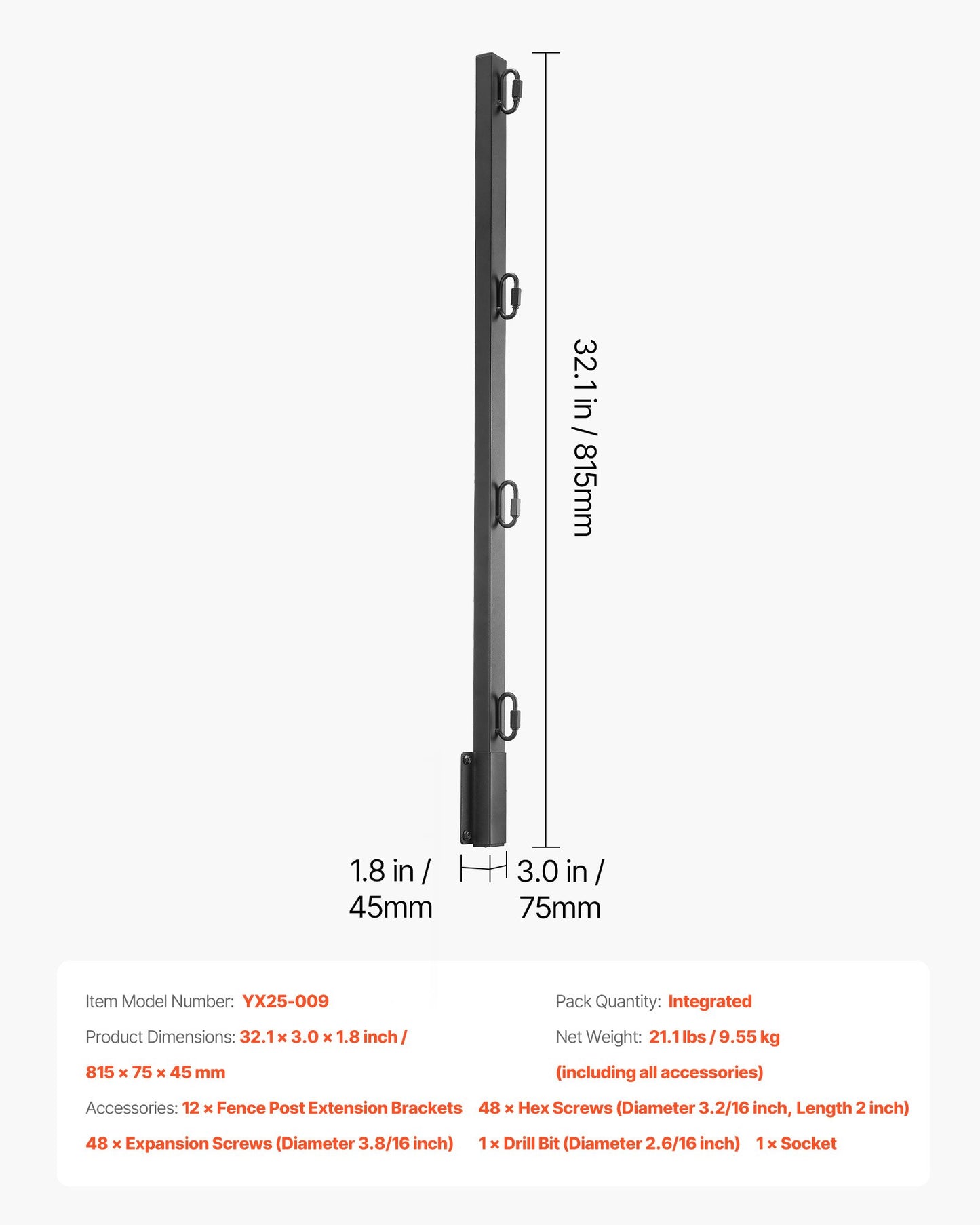 Fence Post Extender, 12 Packs 32.1 in Barbed Wire Arm, Sturdy Steel Fence Height Extender, Flat or Surface Mounted Barbed Wire Extension Arms, Protect Privacy and Prevent Pets Jumping Off