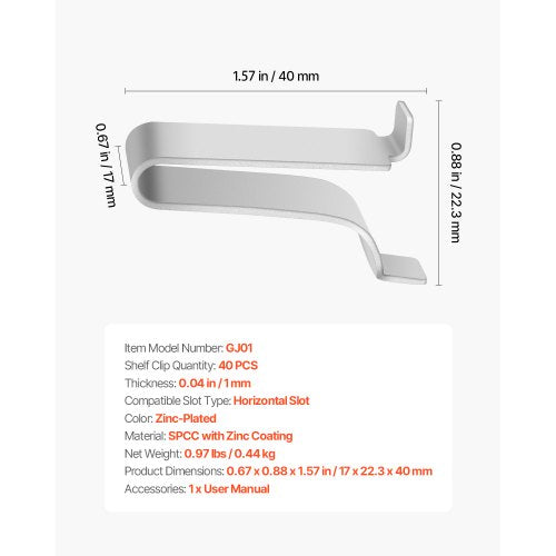 Hyllklämmor 40-pack Justerbara Stålpilasterklämmor för Hyllor | EU