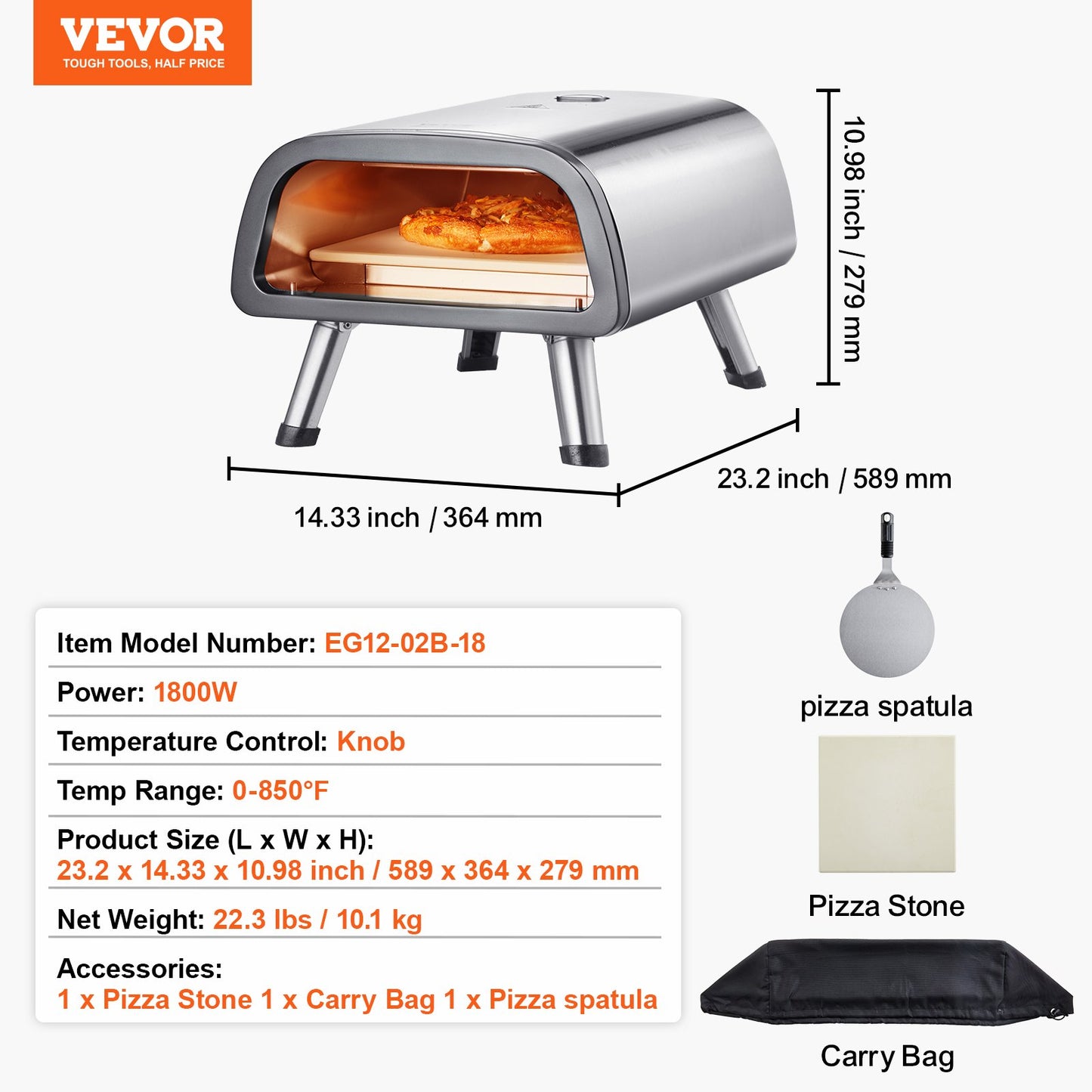 Electric Pizza Oven Countertop Pizza Maker for 12" Pizza Indoor & Outdoor