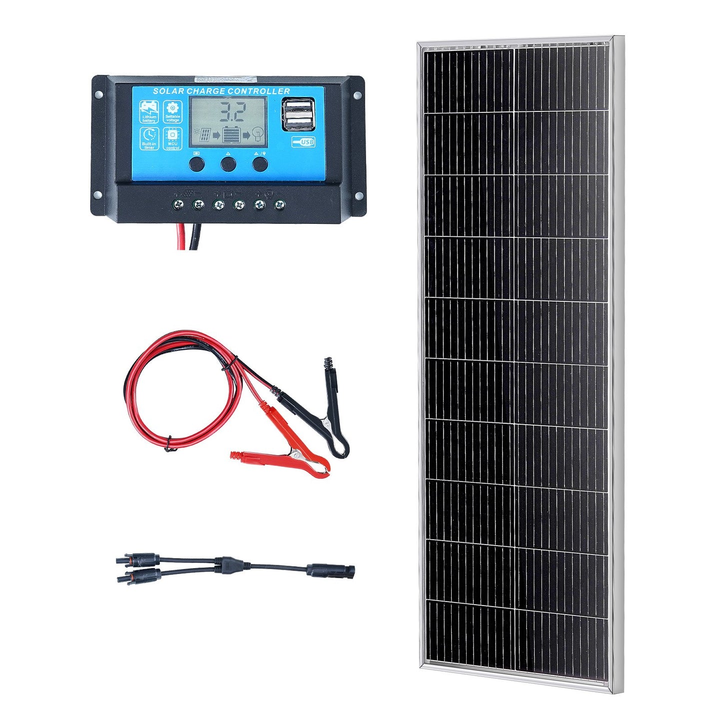 100 W monokristallines Solarpanel-Kit, 12 V Solarpanel und Laderegler