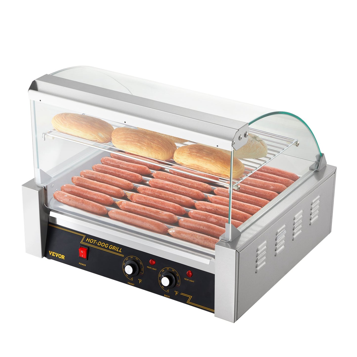 Elektrischer 30 Hot Dog 11 Roller Grill Herd Backsplash Regal 2,2 kW