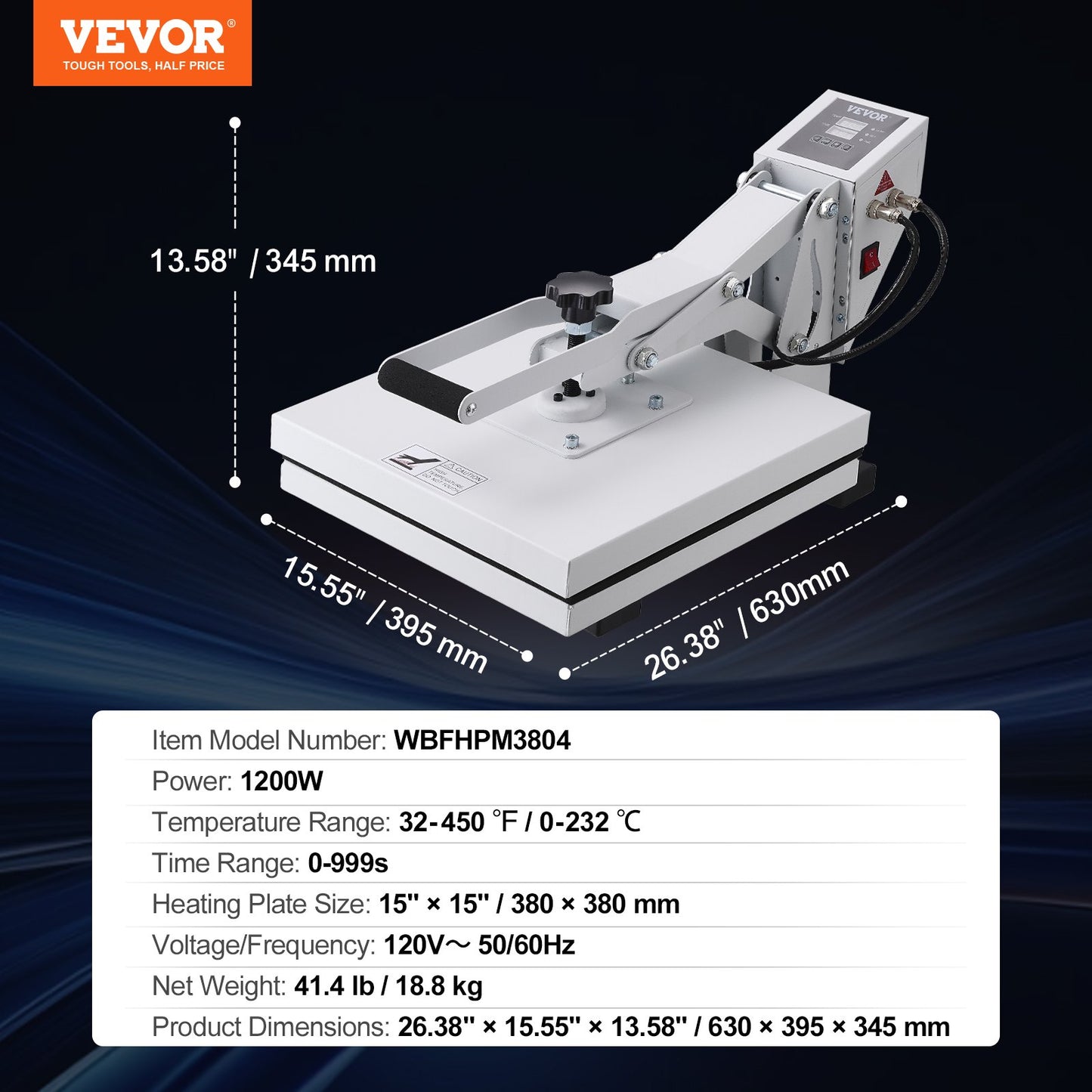 Heat Press, Heat Press Machine for T-Shirt, Fast Heating, High Pressure Heat Press 15x15, Power Digital Industrial Sublimation Printer for Heat Transfer Vinyl, Easy to Use, White