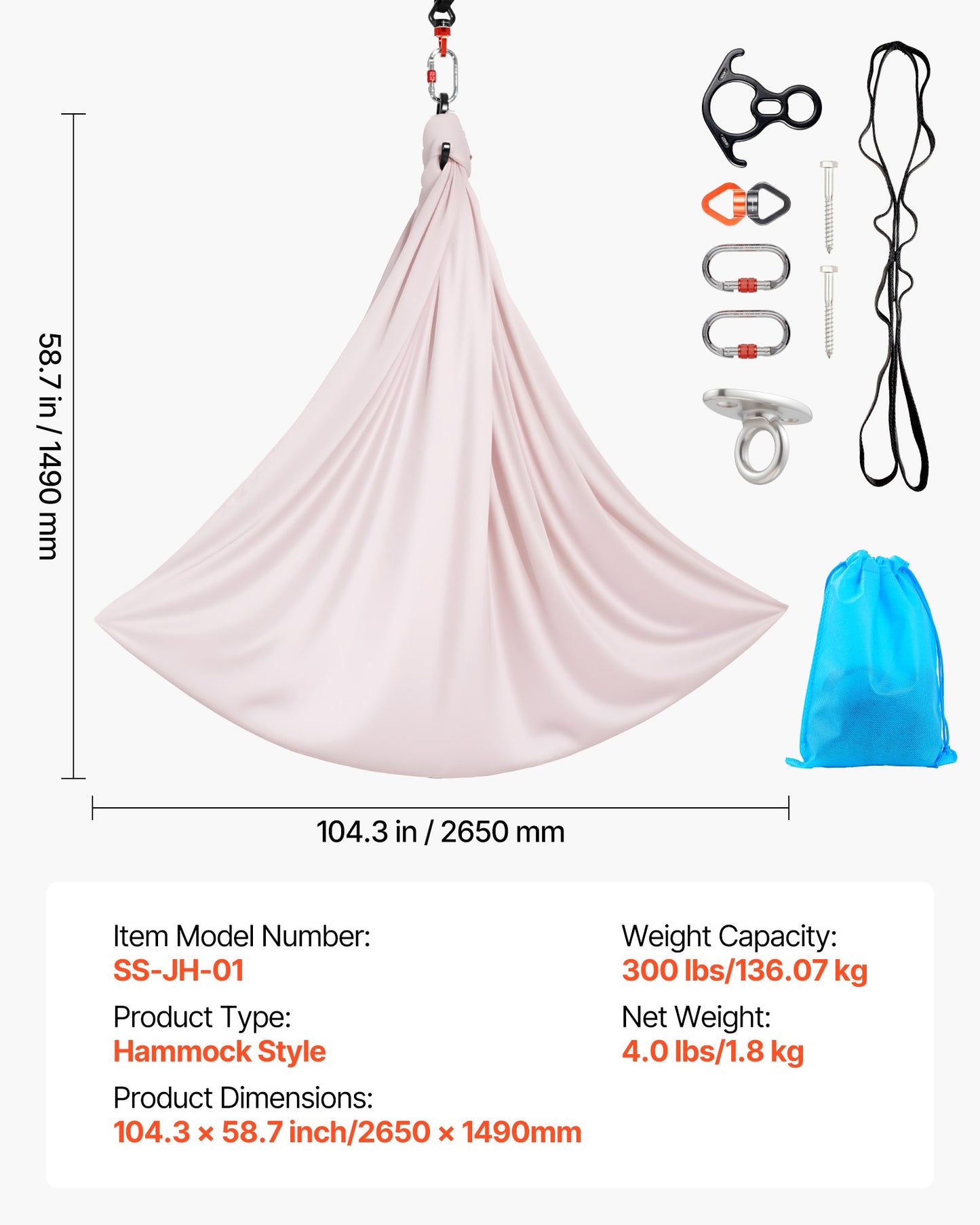 Aerial Yoga Hammock, 300 lbs Load Aerial Silk, Yoga Swing with Nylon Fabric, PE Zipper Bag for Parent-Child Interaction, Strengthen Muscles & Improve Practice, Hammock and Swing Combo