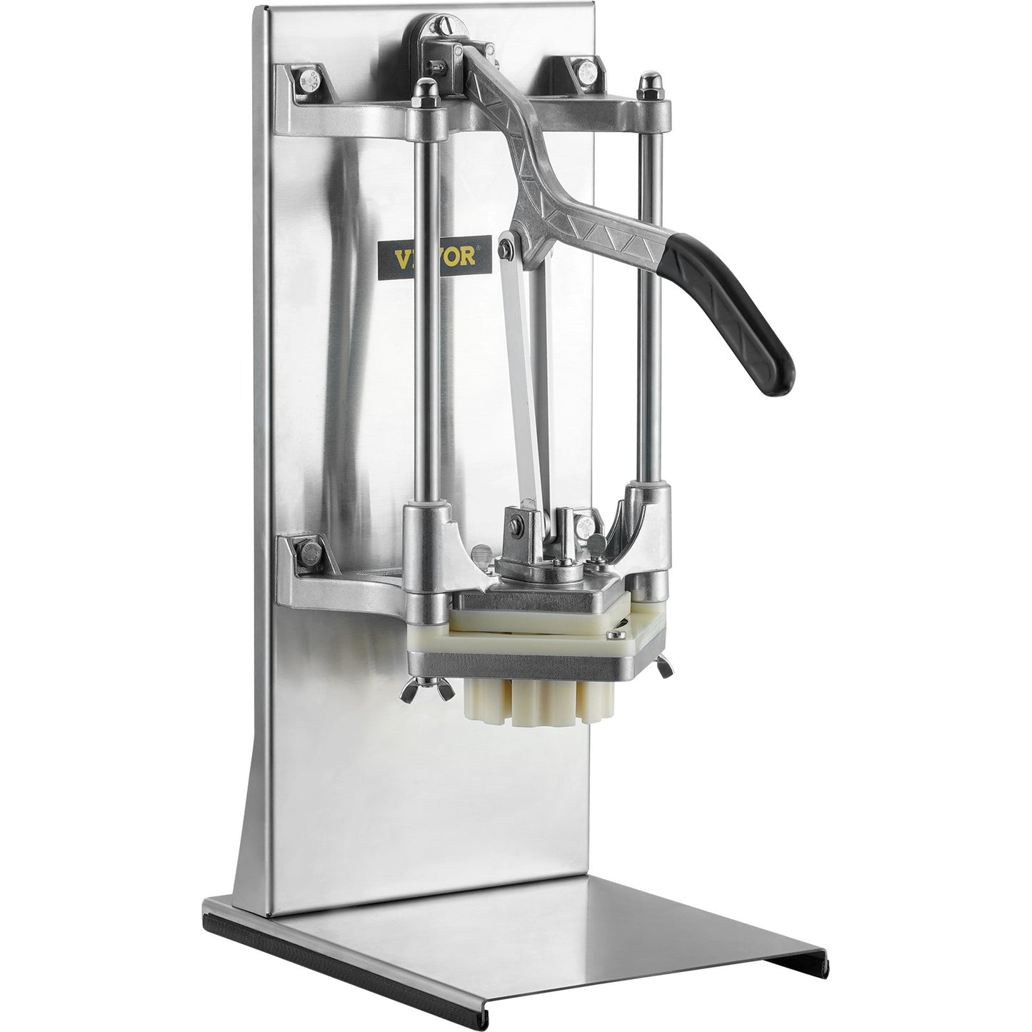 Commercial French Fries Cutter with 4 Replacement Blades, 1/4" and 3/8" Blade Easy Dicer Chopper, 6-Chop and 6-Chop Apple Slicer, Lemon Potato Slicer for French Fries with Extended Handle